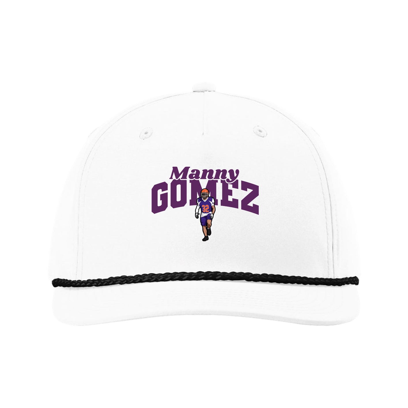 Five-Panel Classic Rope Cap — Signature Arch in White