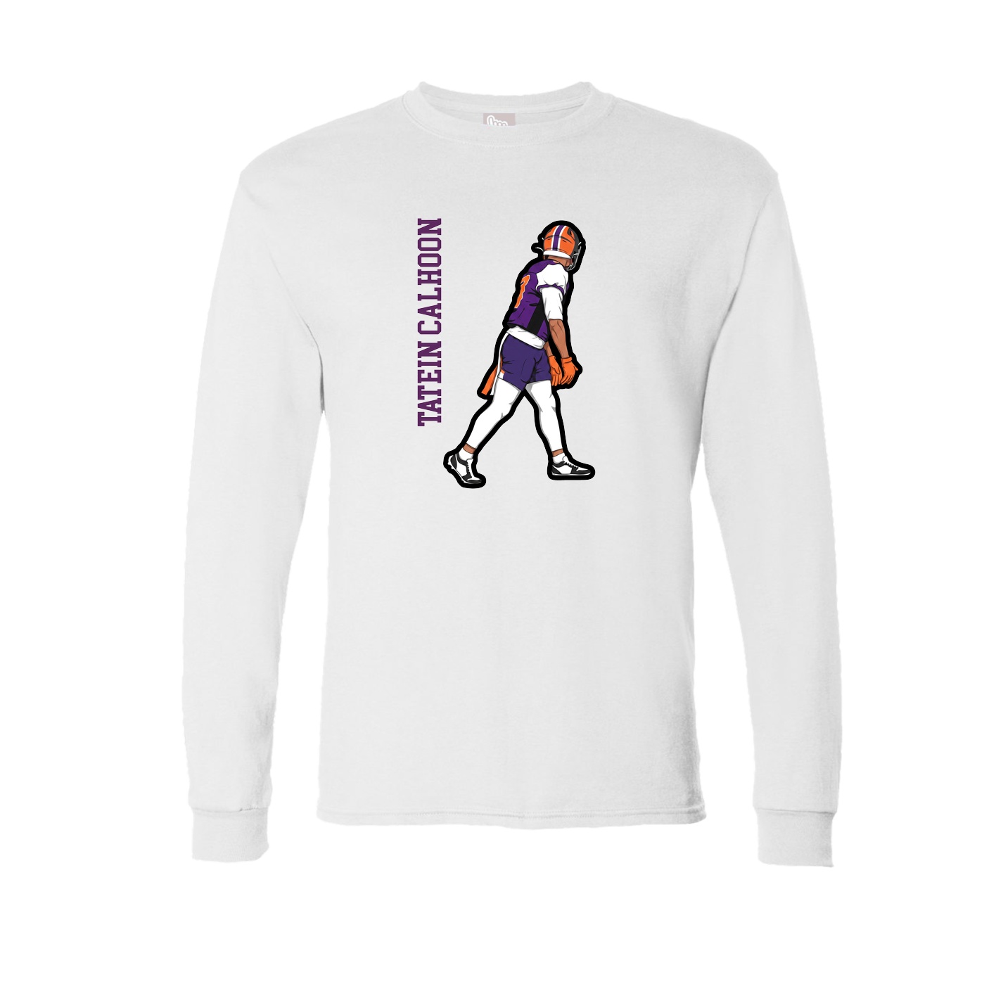 Long Sleeve Tee — Name Vertical in White