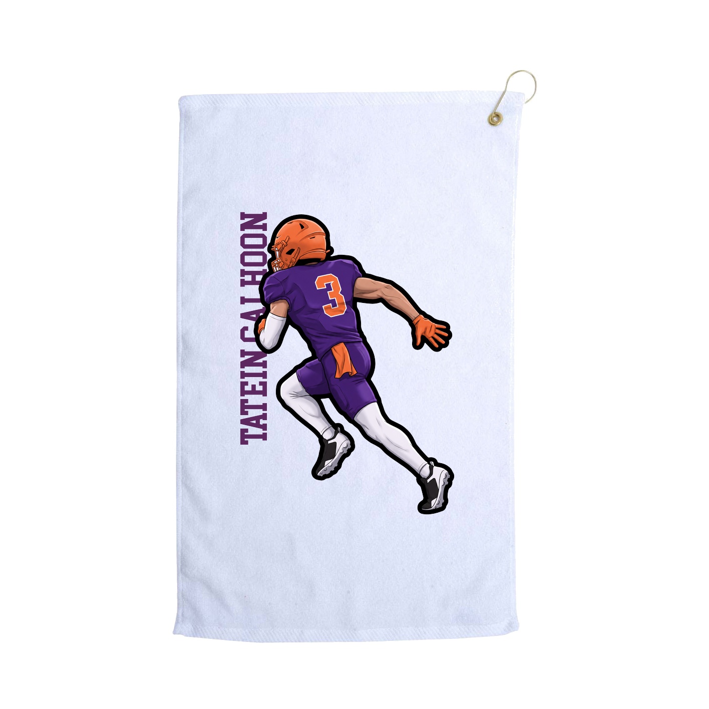 Golf Towel — Name Vertical in White