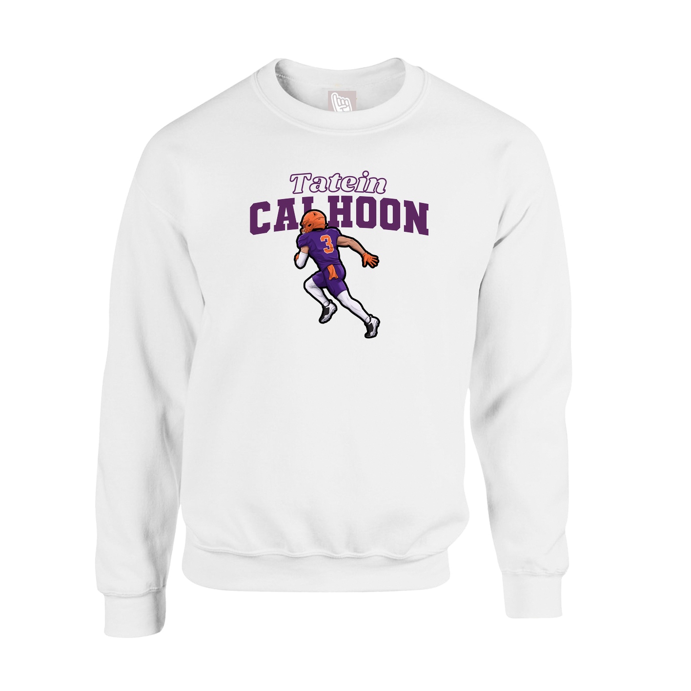 Fleece Crew — Name Arch in White