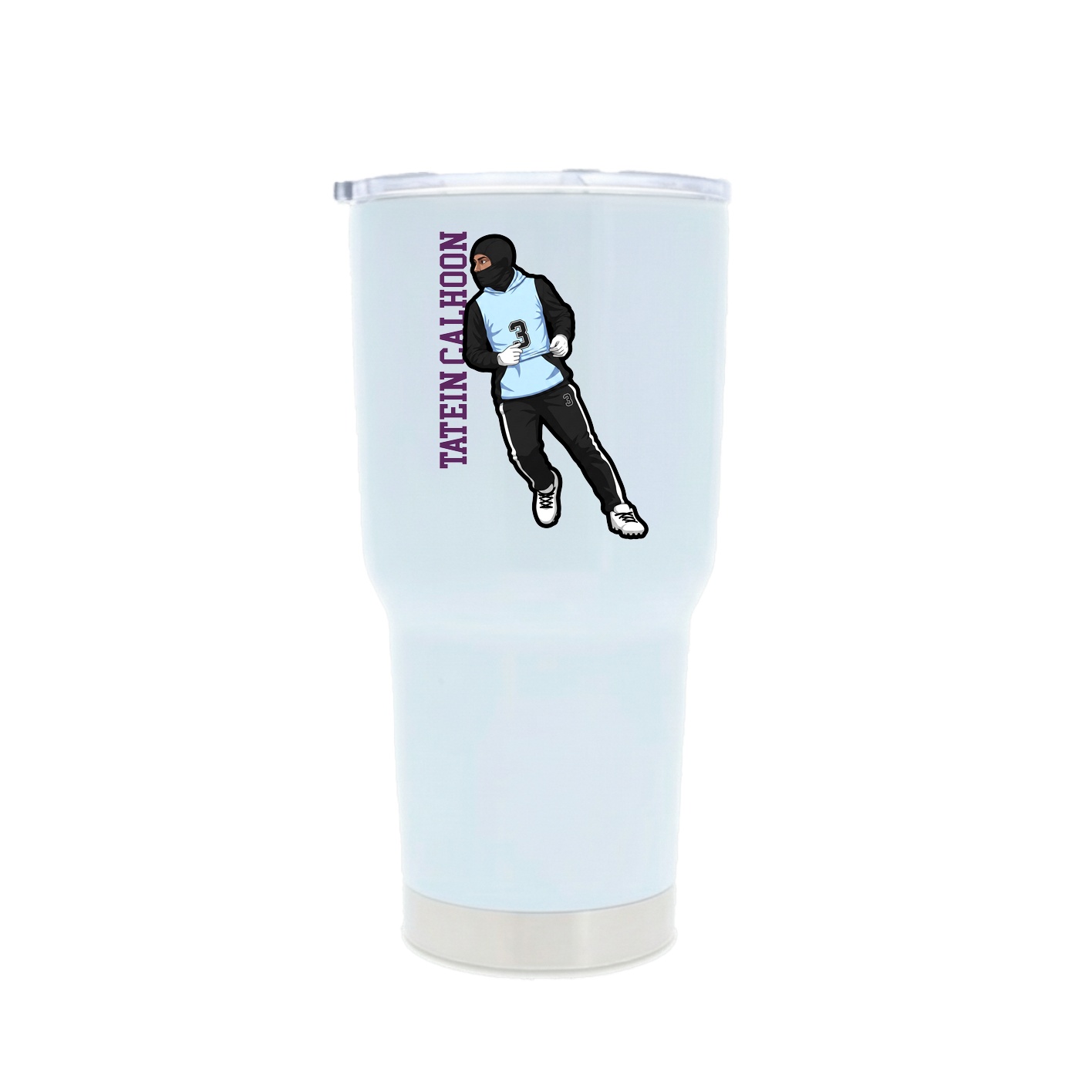 30oz Stainless Steel Tumbler — Name Vertical in White