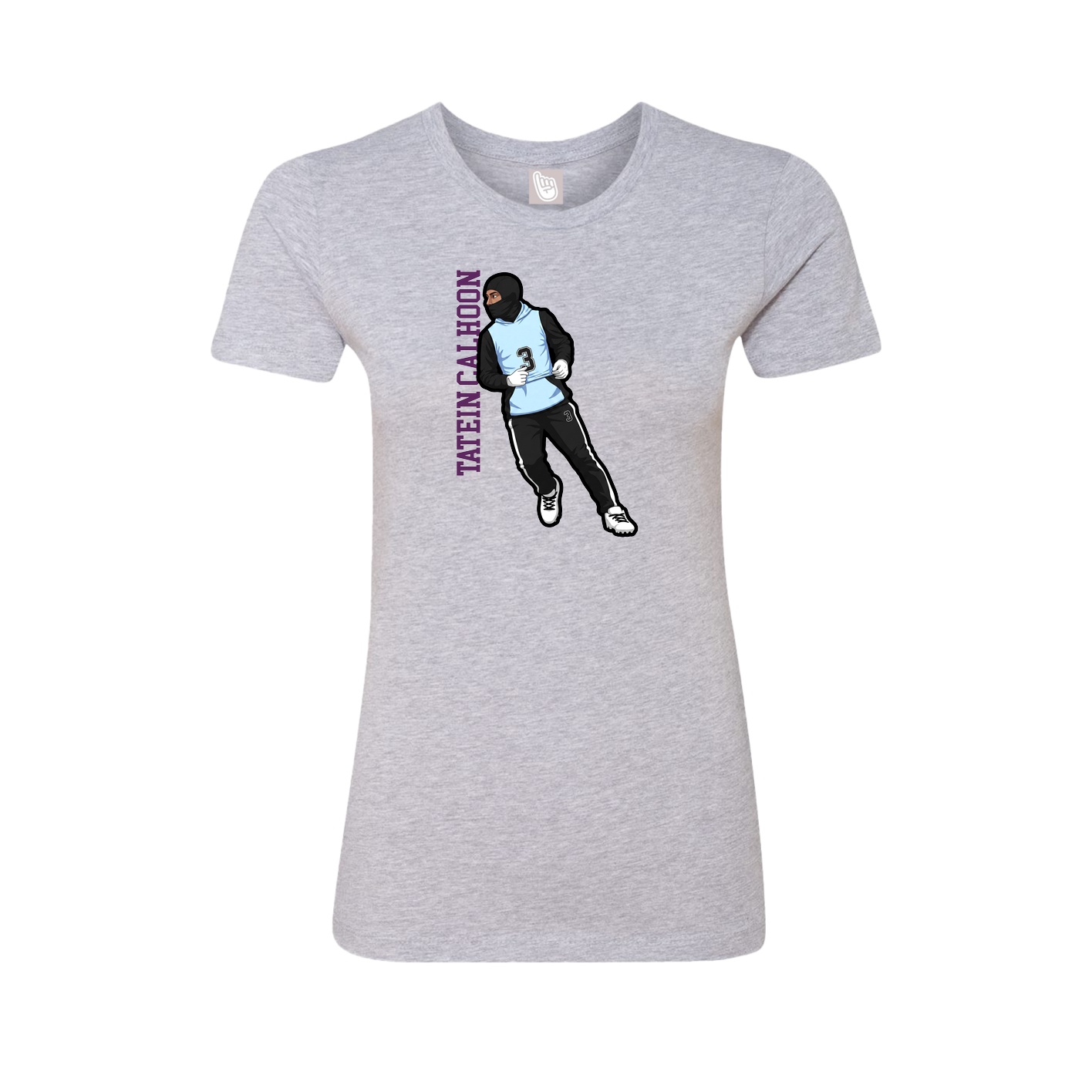 Fitted Women's Tee — Name Vertical in Grey