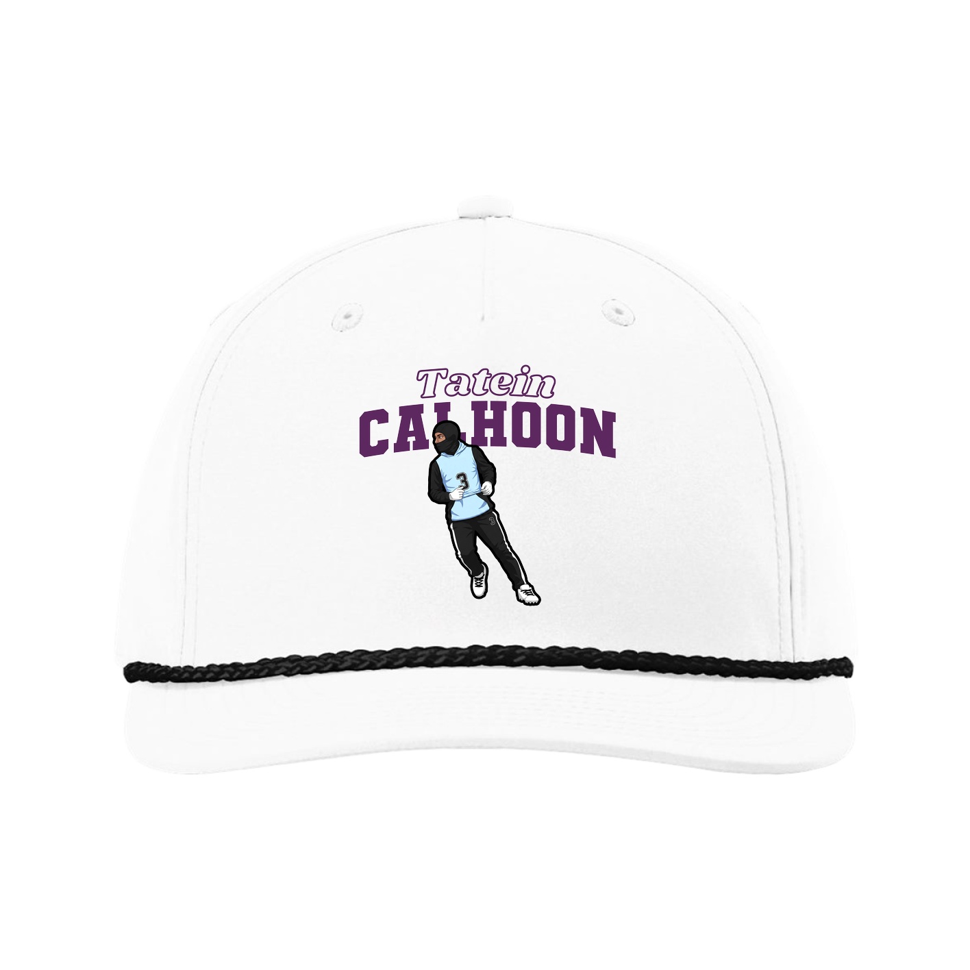 Five-Panel Classic Rope Cap — Name Arch in White