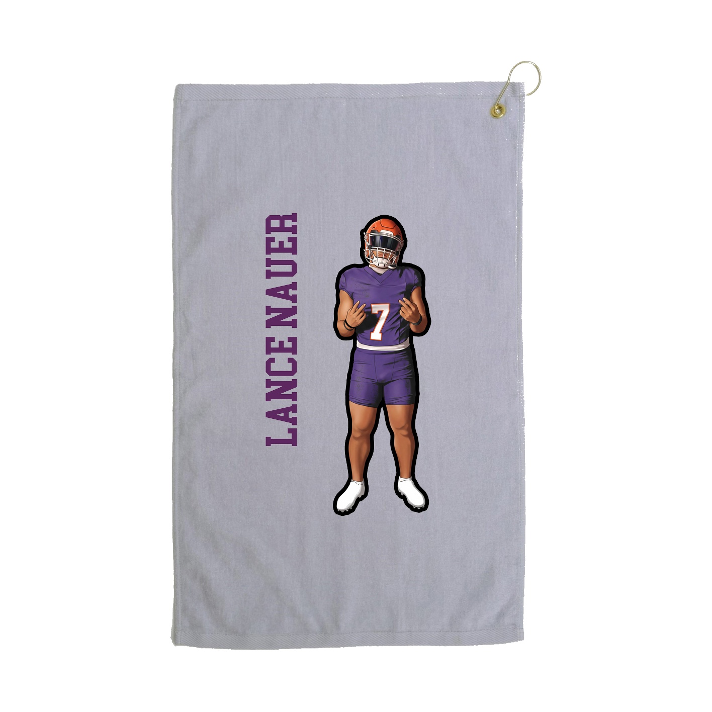 Golf Towel — Name Vertical in Grey