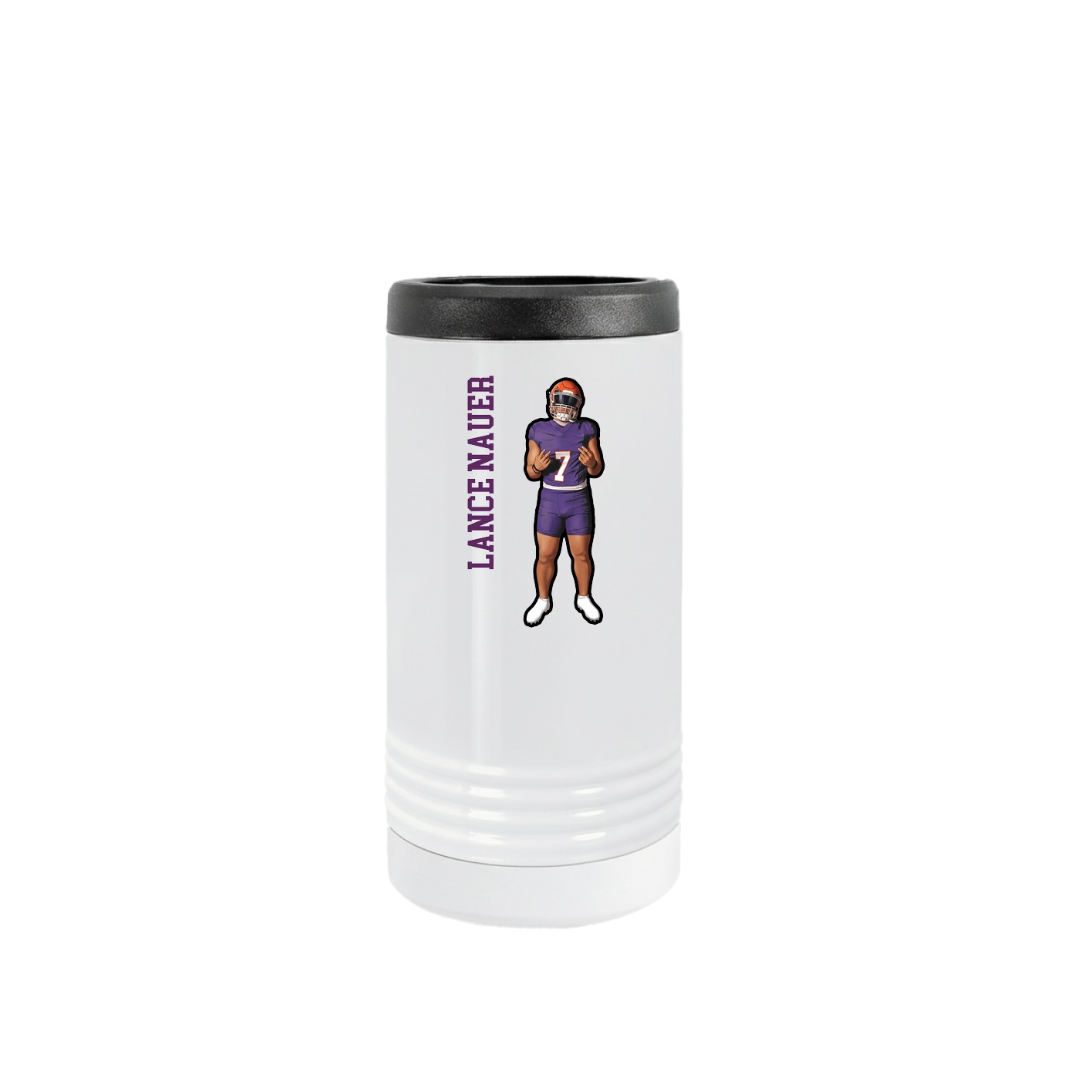 Slim Beverage Holder — Name Vertical in White