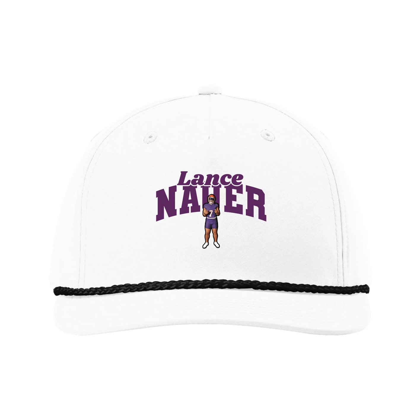 Five-Panel Classic Rope Cap — Signature Arch in White