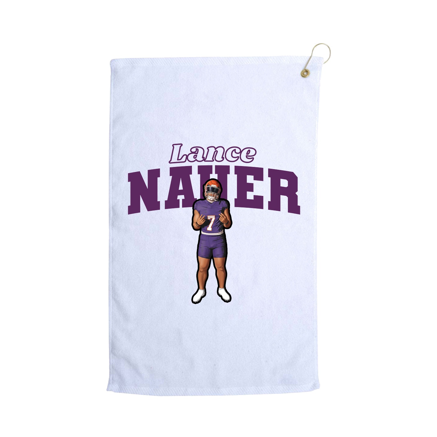 Golf Towel — Name Arch in White