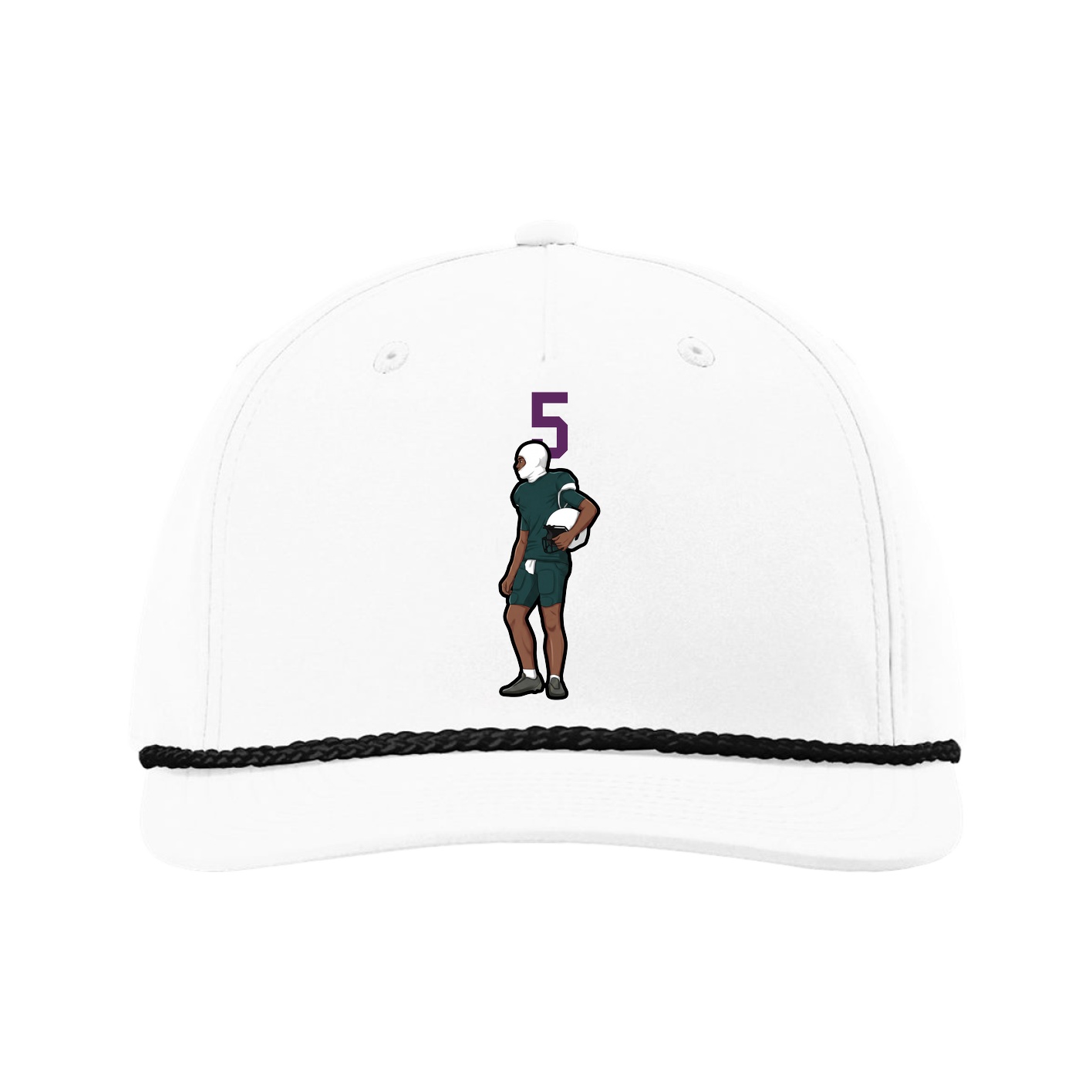 Five-Panel Classic Rope Cap — Number Top in White
