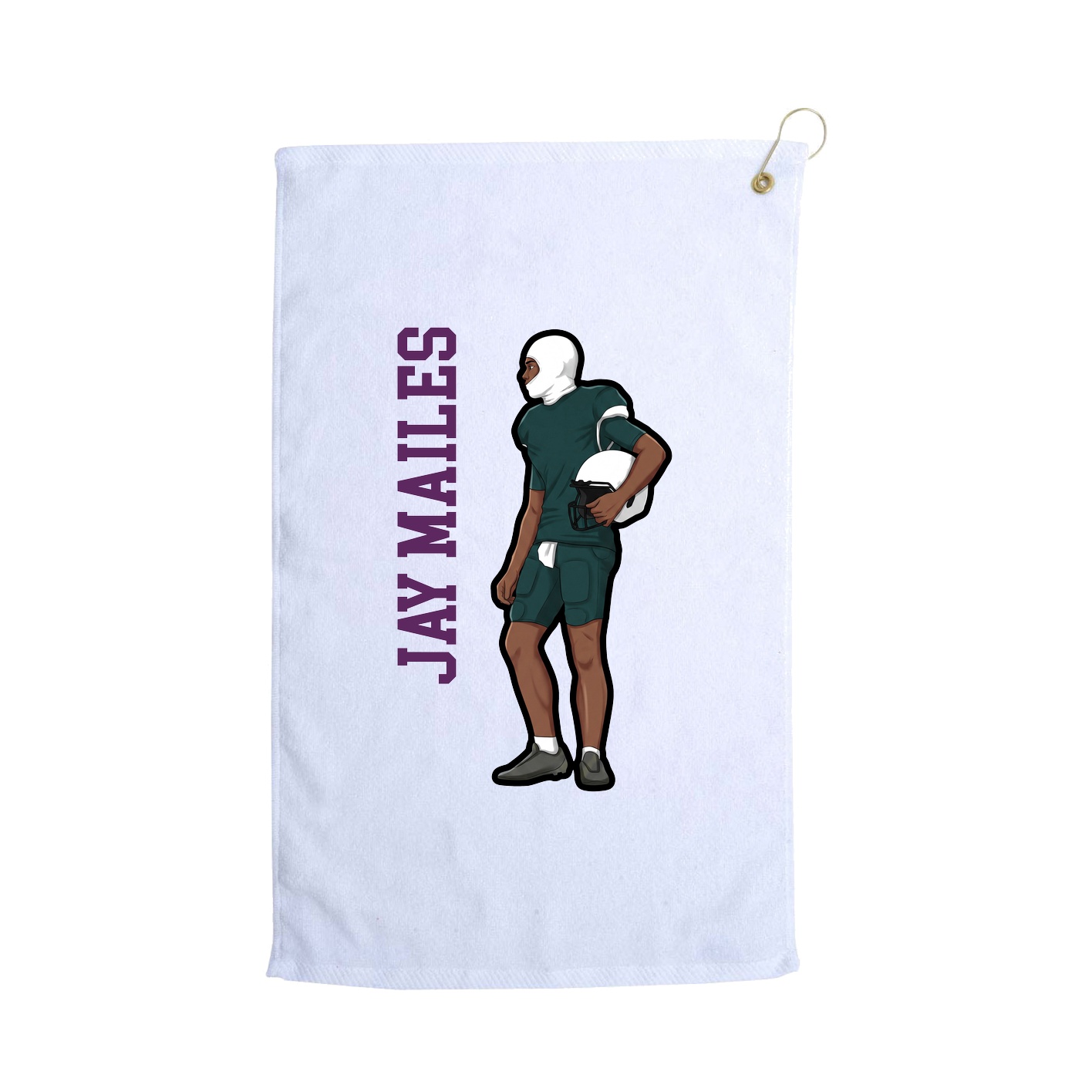 Golf Towel — Name Vertical in White