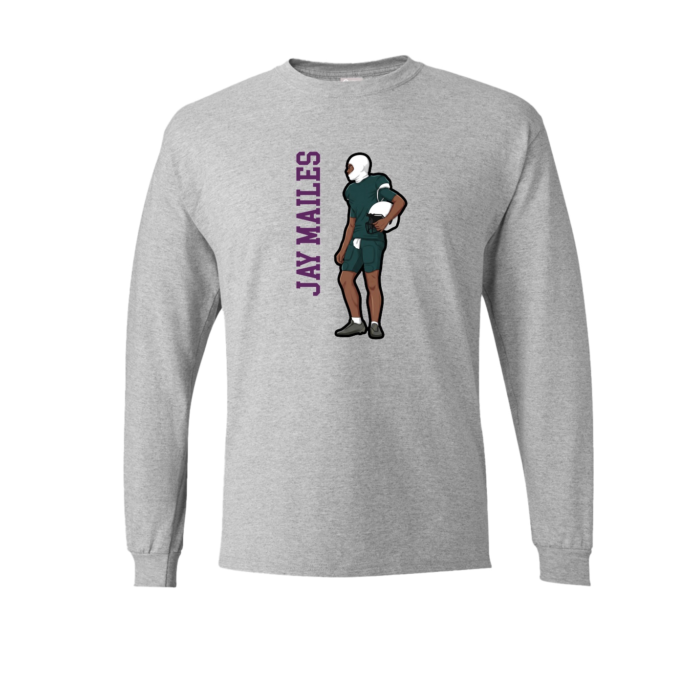 Long Sleeve Tee — Name Vertical in Grey