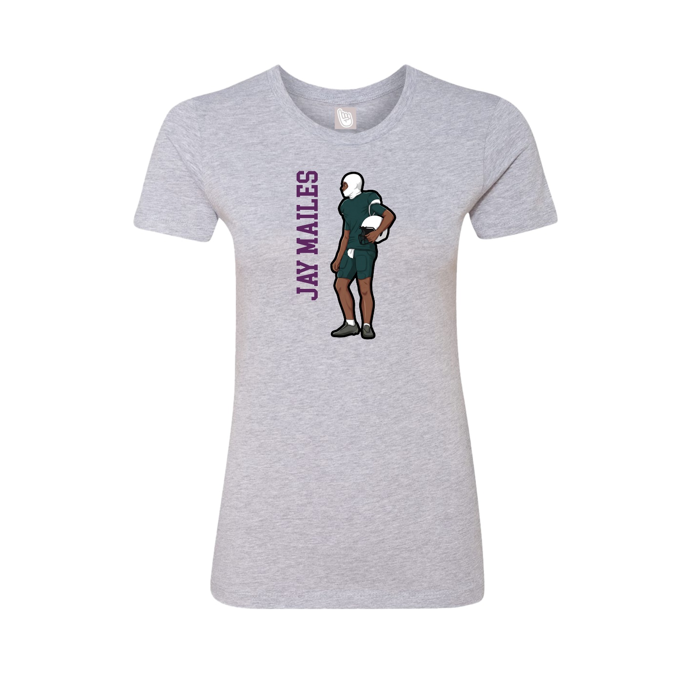 Fitted Women's Tee — Name Vertical in Grey