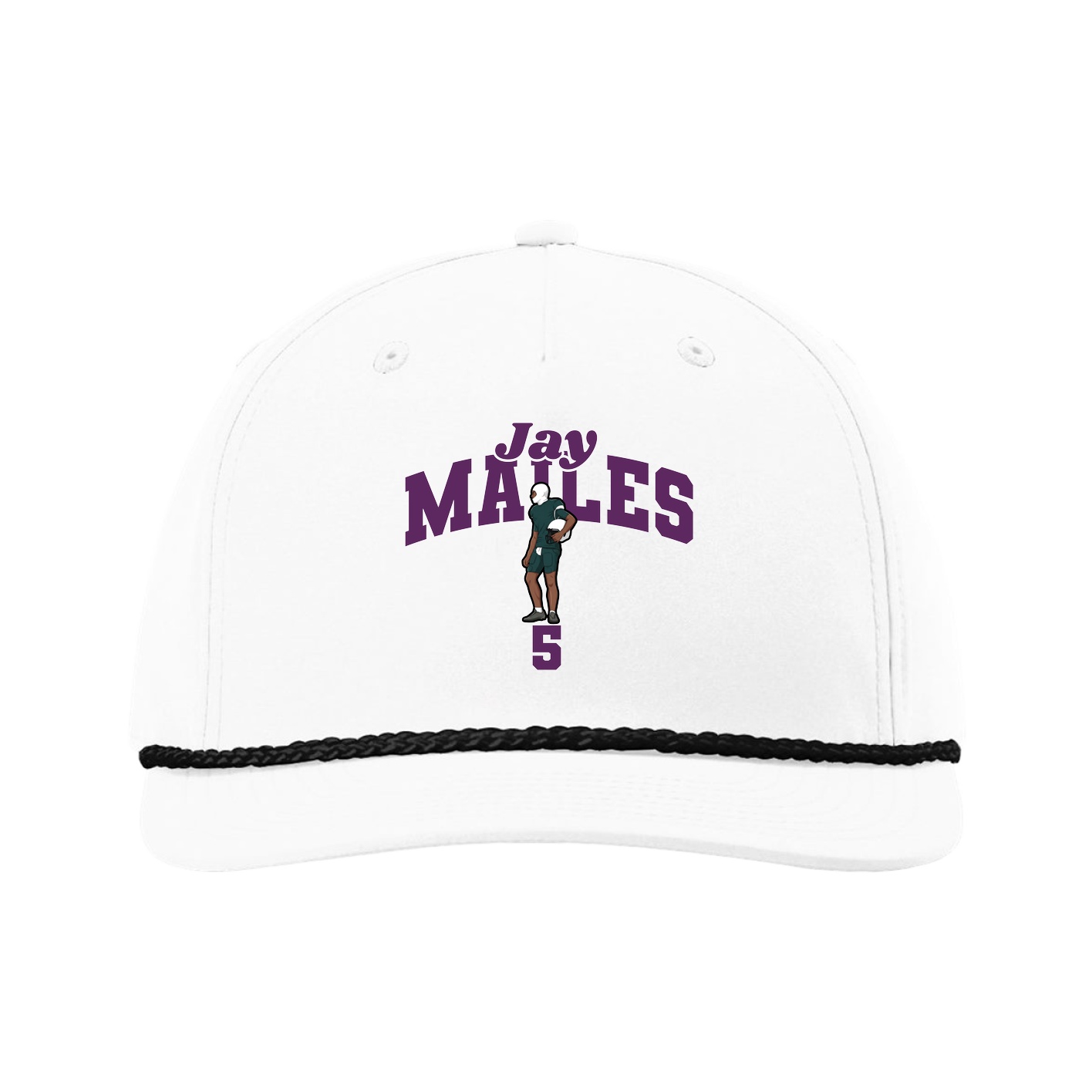 Five-Panel Classic Rope Cap — Signature Arch in White