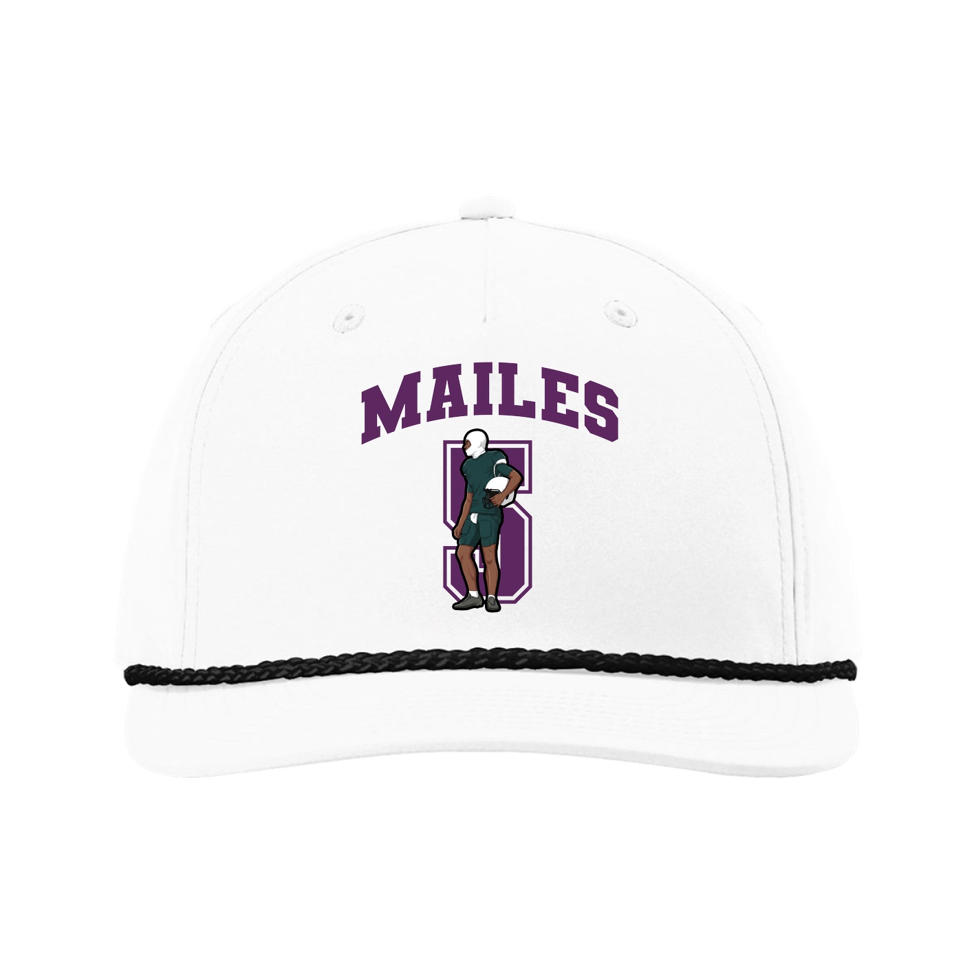 Five-Panel Classic Rope Cap — Number in White