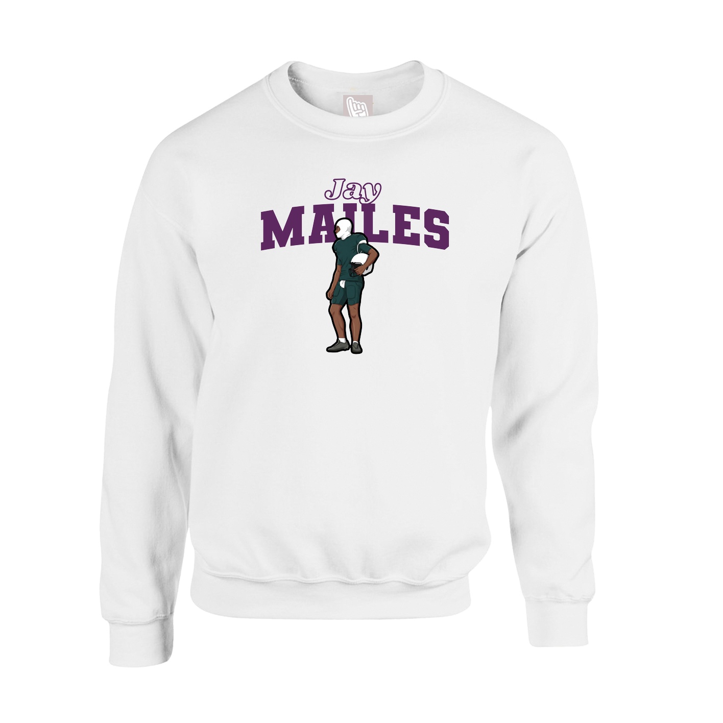 Fleece Crew — Name Arch in White