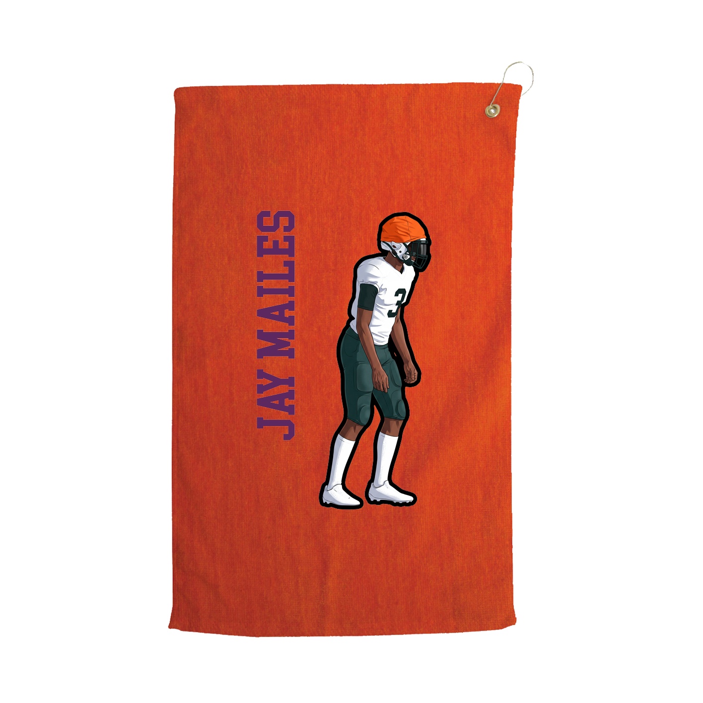 Golf Towel — Name Vertical in Orange