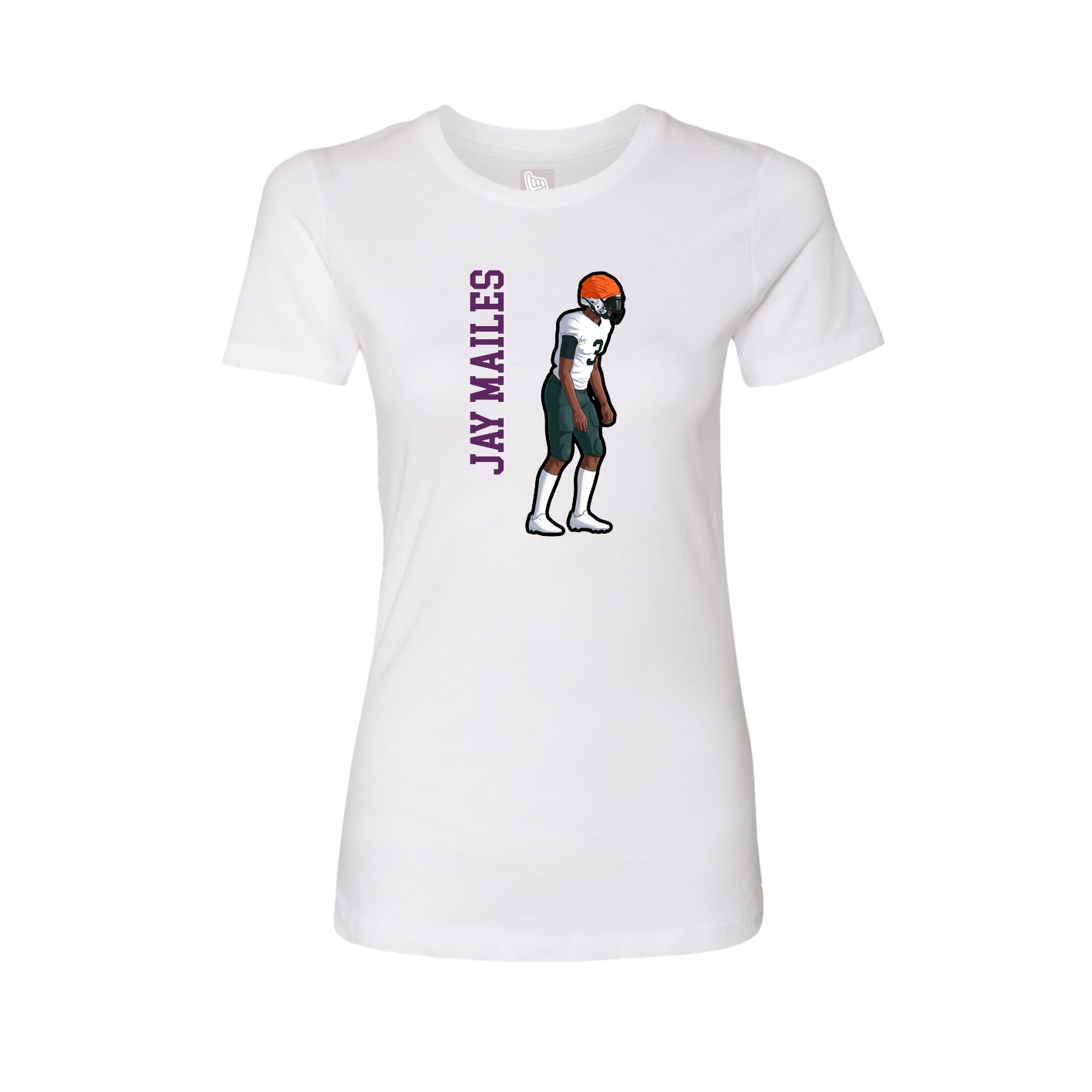 Fitted Women's Tee — Name Vertical in White