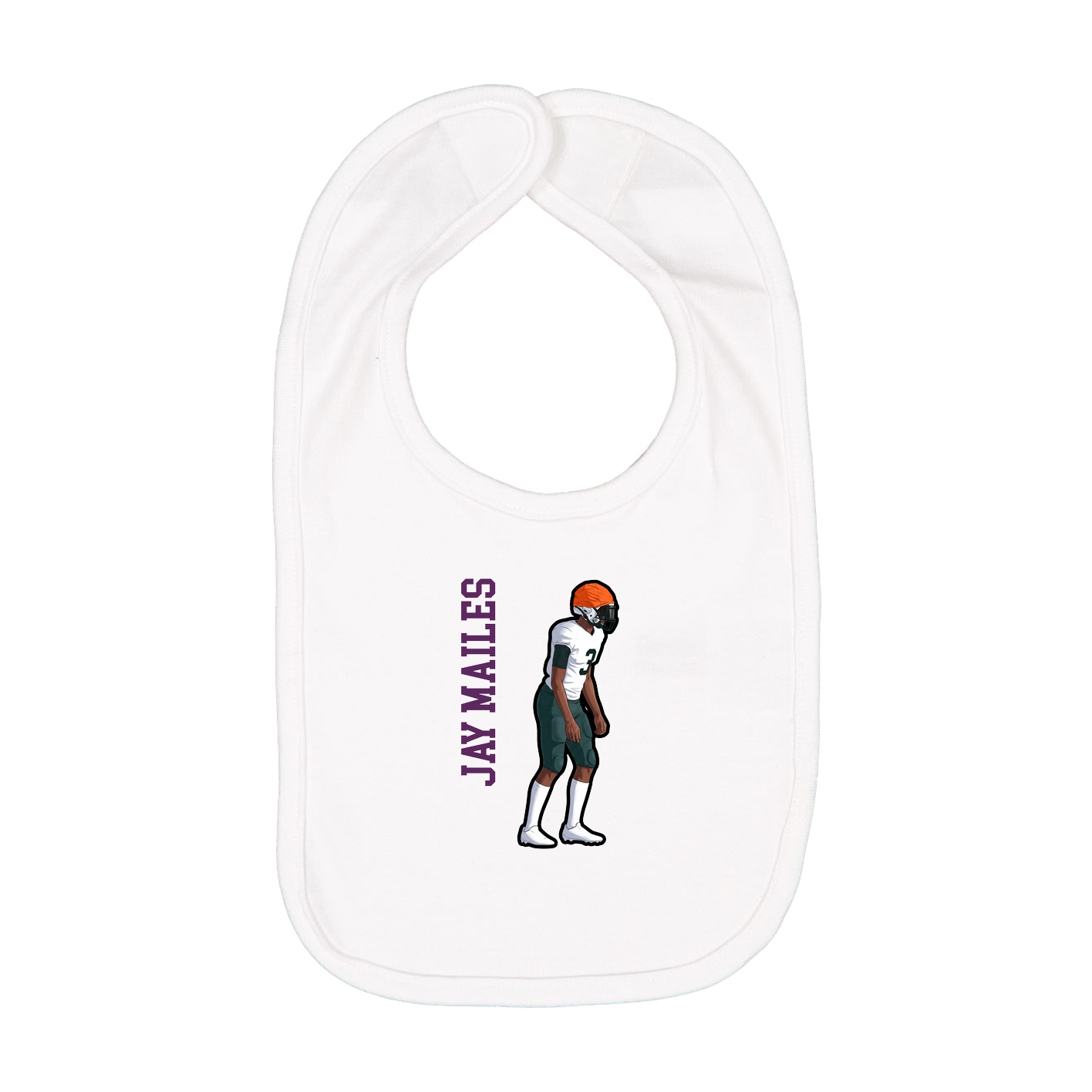 Infant Bib — Name Vertical in White