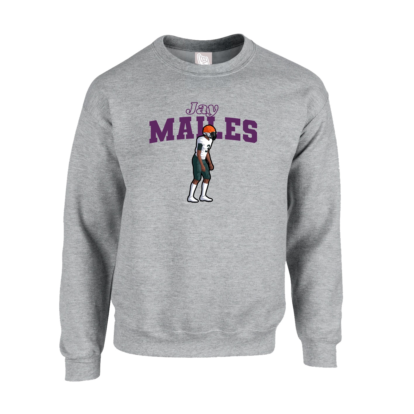 Fleece Crew — Name Arch in Grey