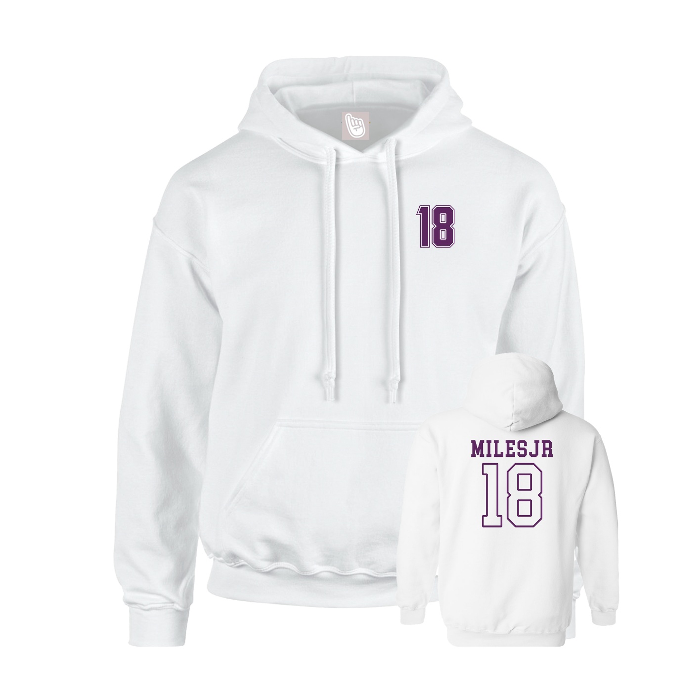 Youth Hoodie — Chest Back in White