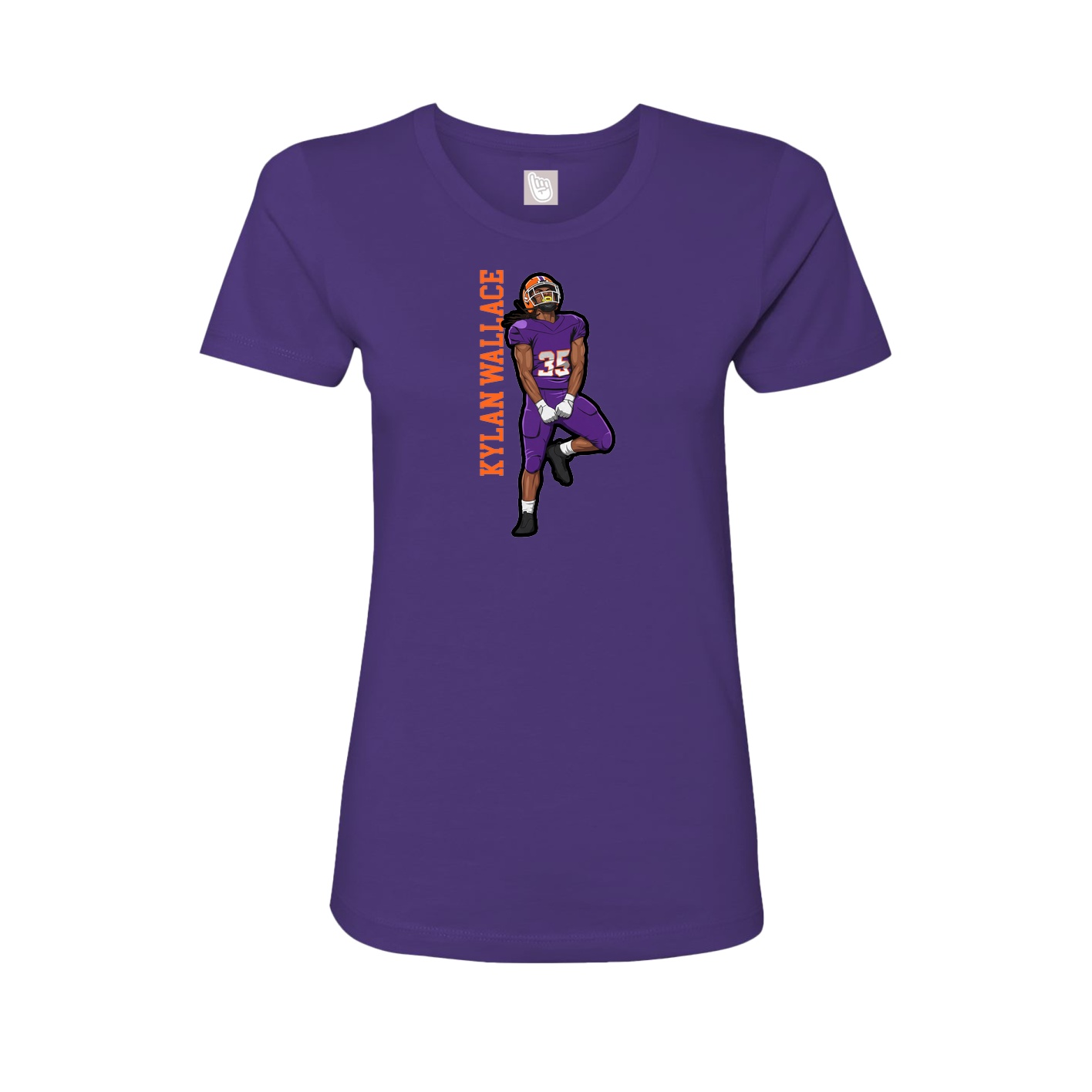 Fitted Women's Tee — Name Vertical in Purple