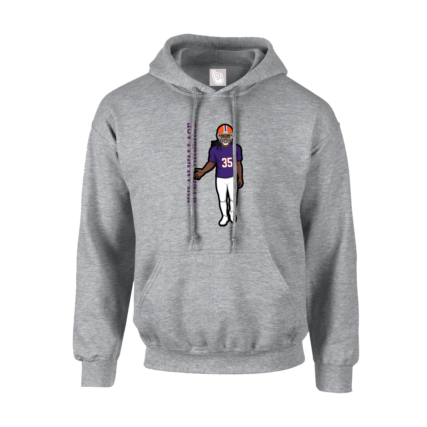 Hoodie — Name Vertical in Grey