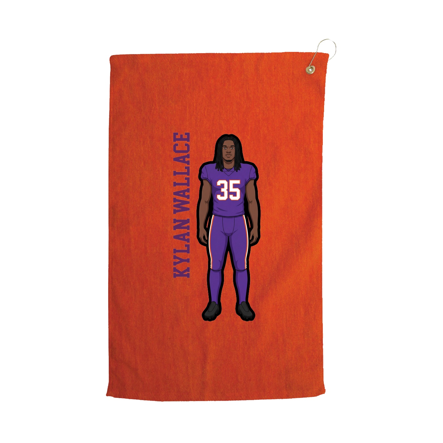 Golf Towel — Name Vertical in Orange