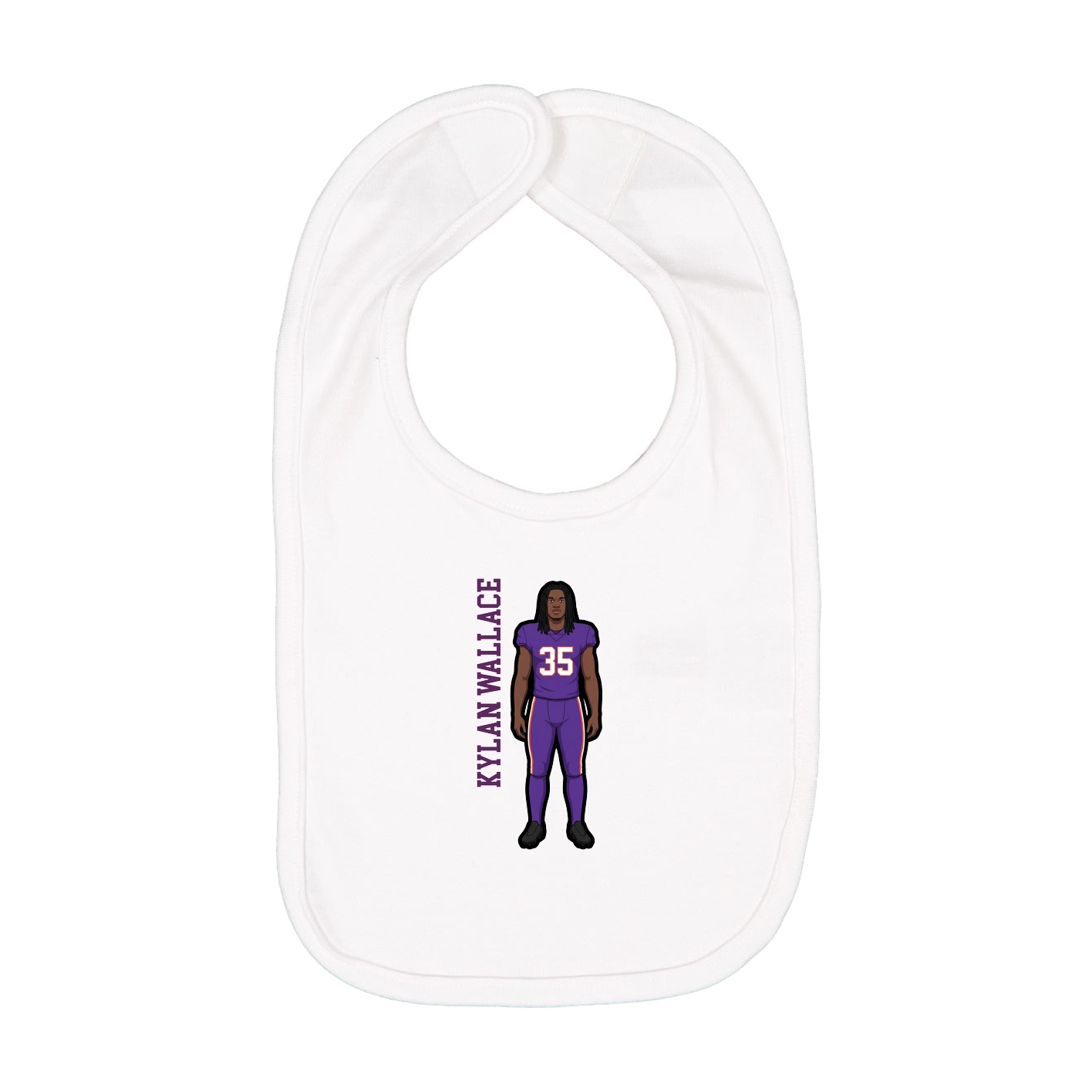 Infant Bib — Name Vertical in White