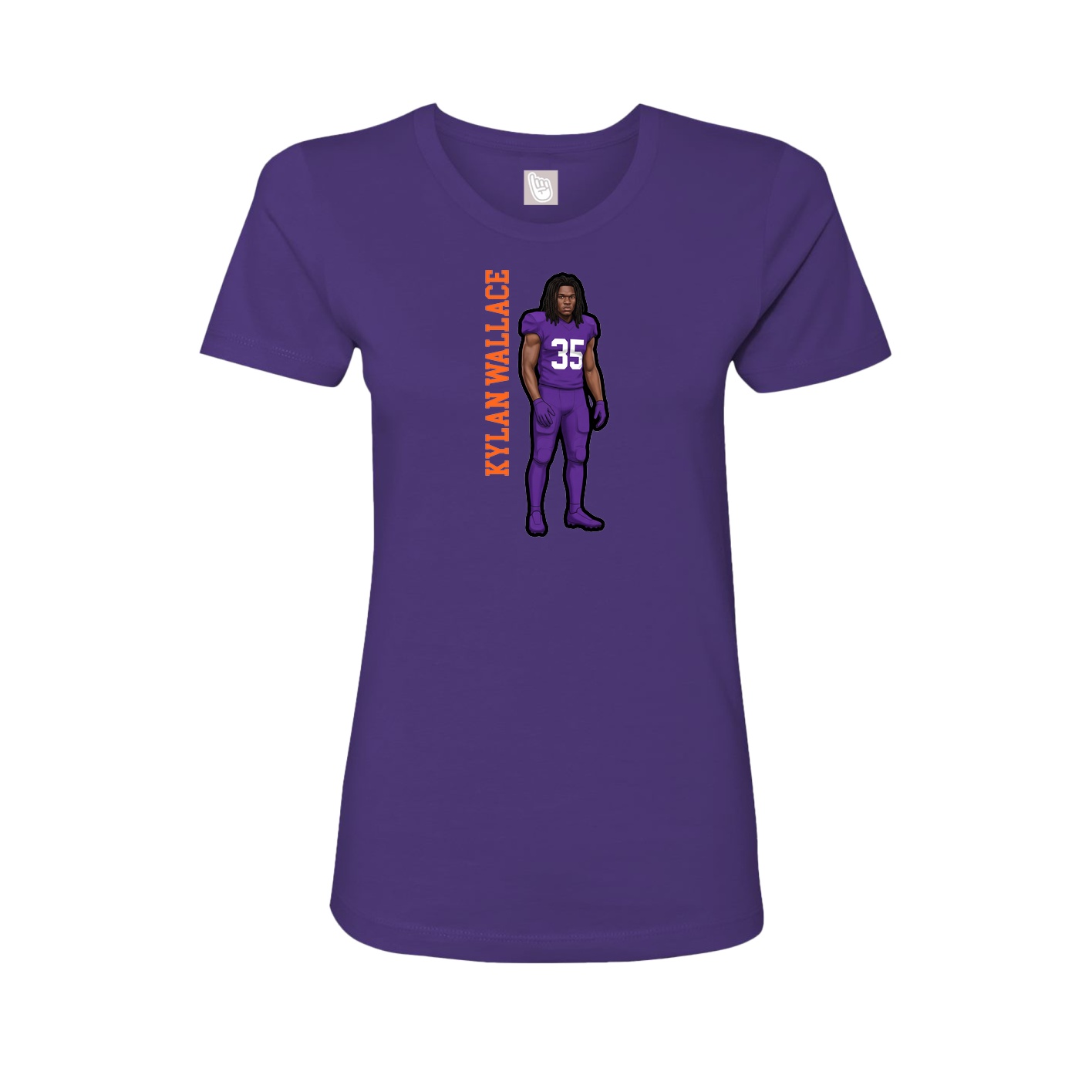 Fitted Women's Tee — Name Vertical in Purple