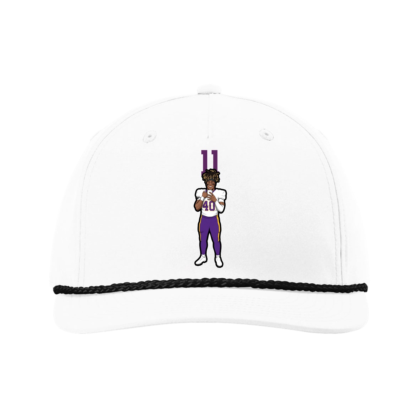 Five-Panel Classic Rope Cap — Number Top in White
