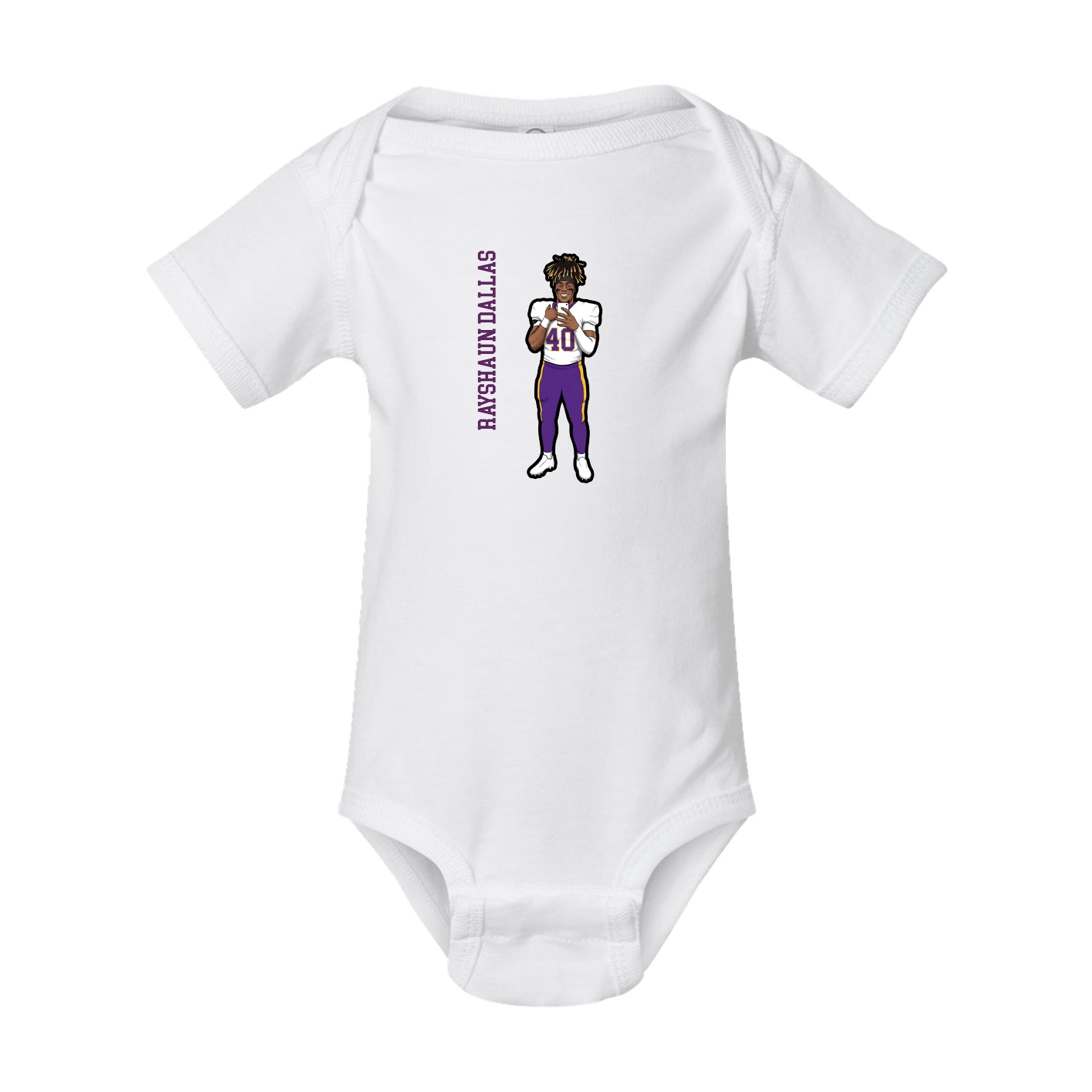 Baby Onesie — Name Vertical in White