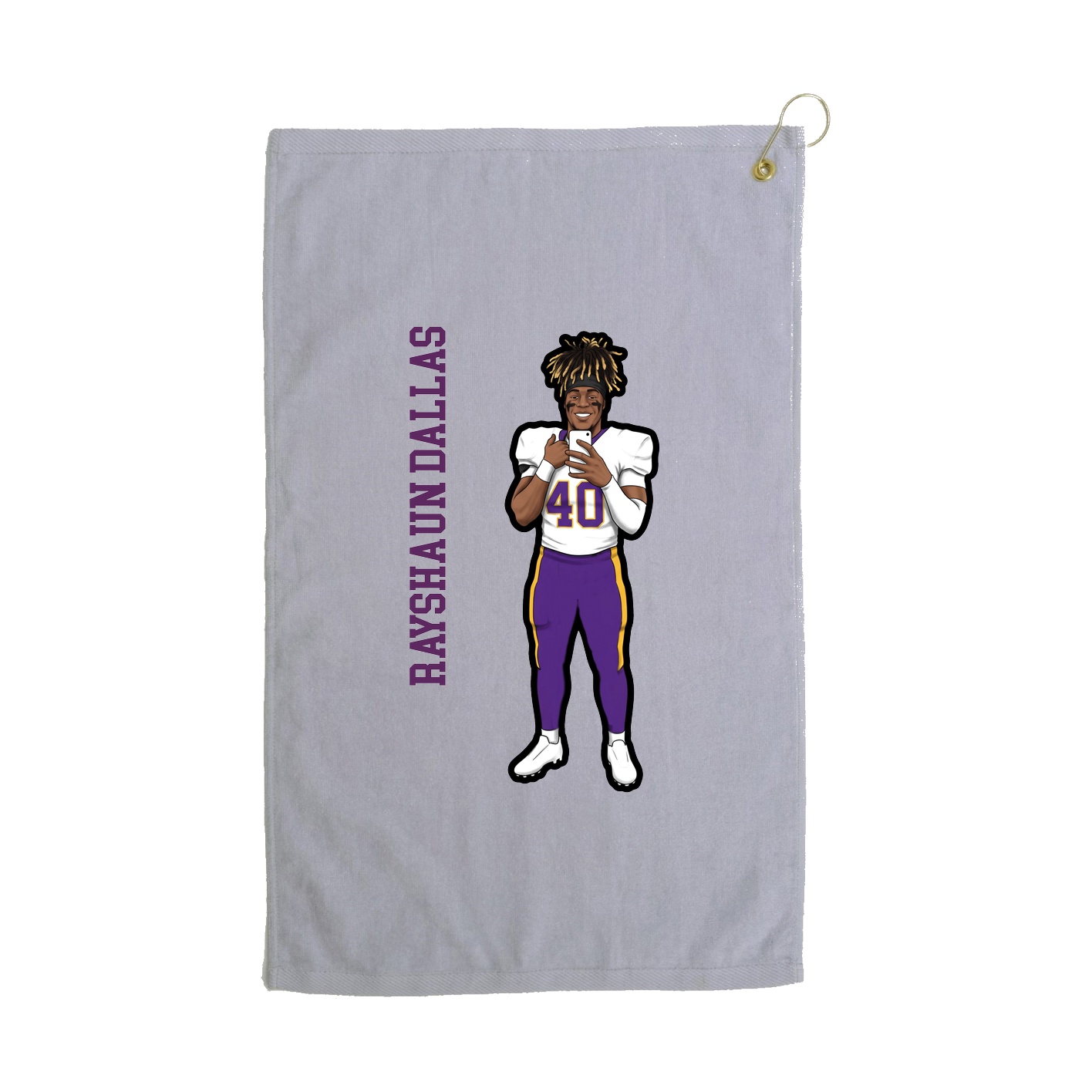 Golf Towel — Name Vertical in Grey