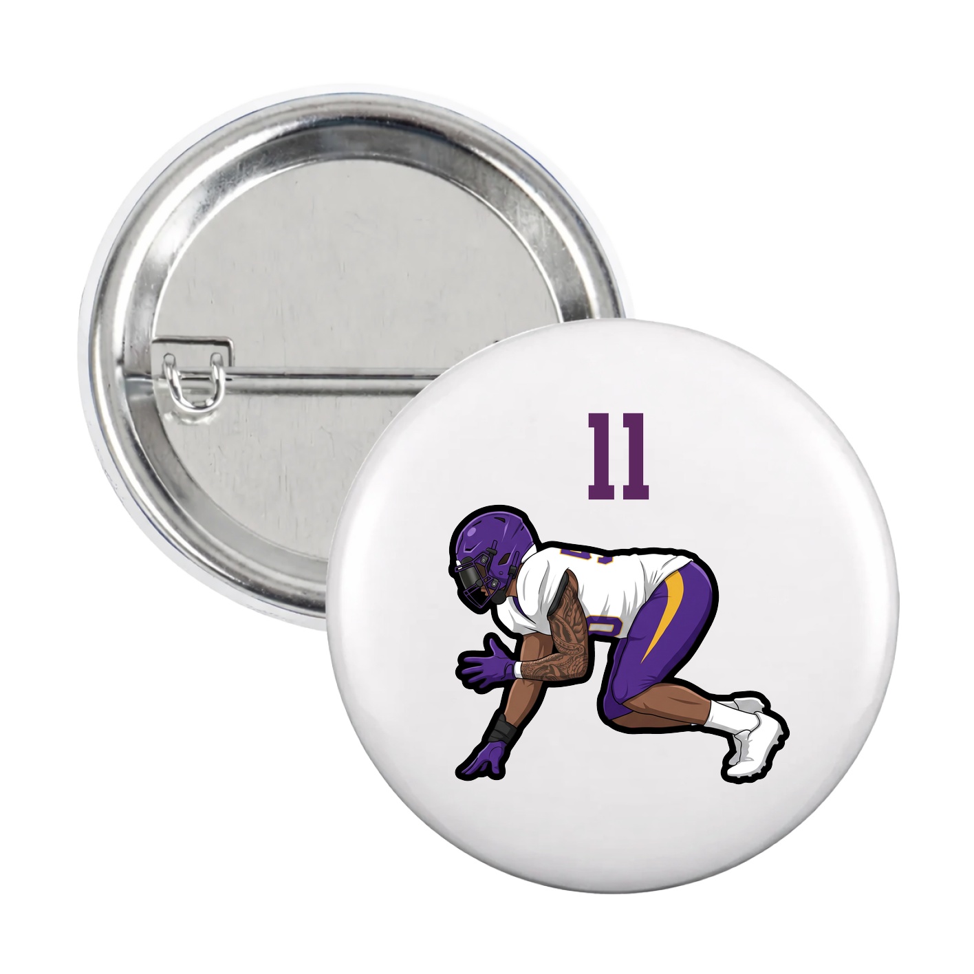 Game Day Button — Number Top in White