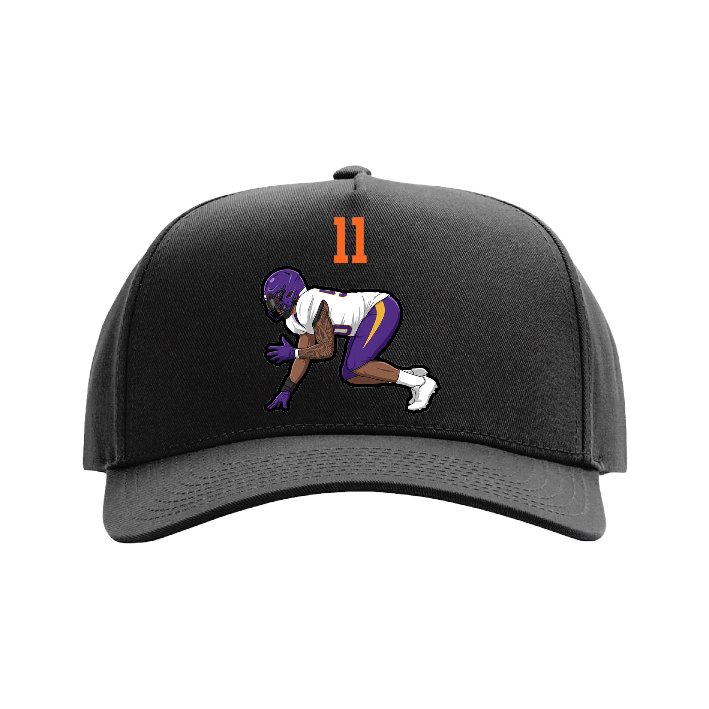 Full Fabric Five-Panel Champ Cap — Number Top in Black