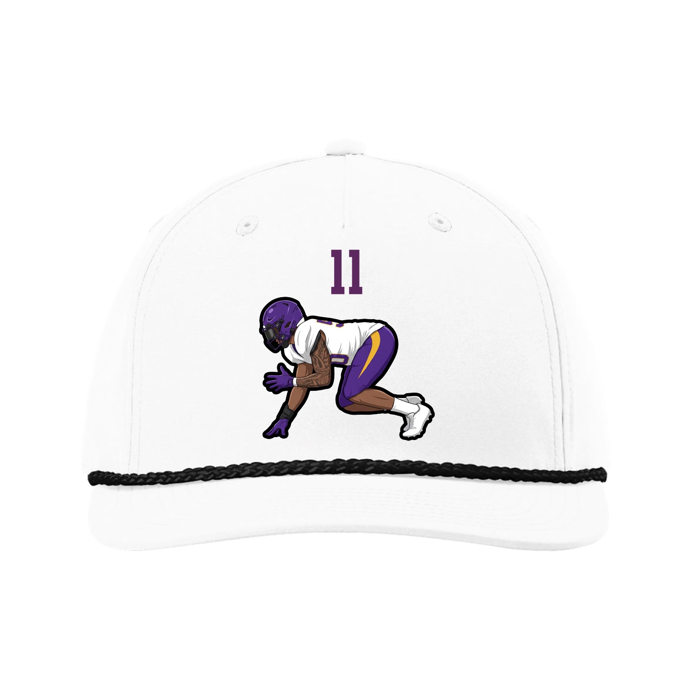 Five-Panel Classic Rope Cap — Number Top in White