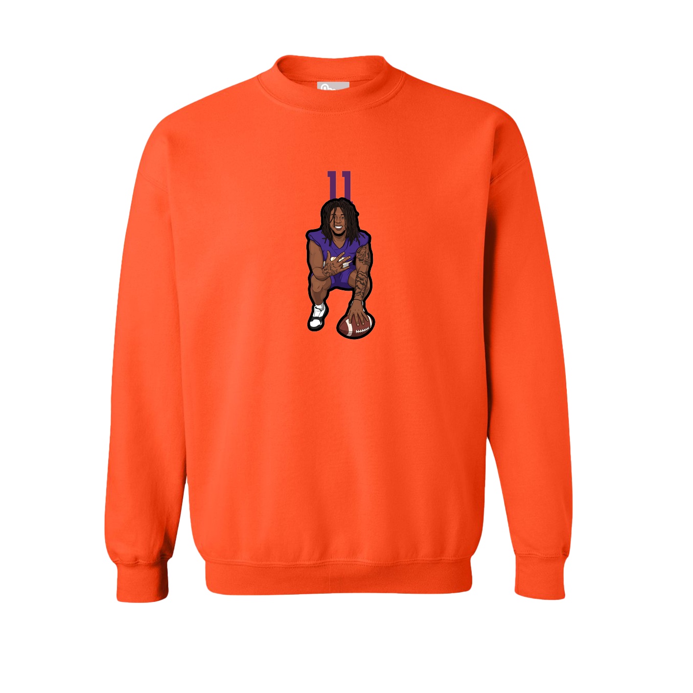 Fleece Crew — Number Top in Orange
