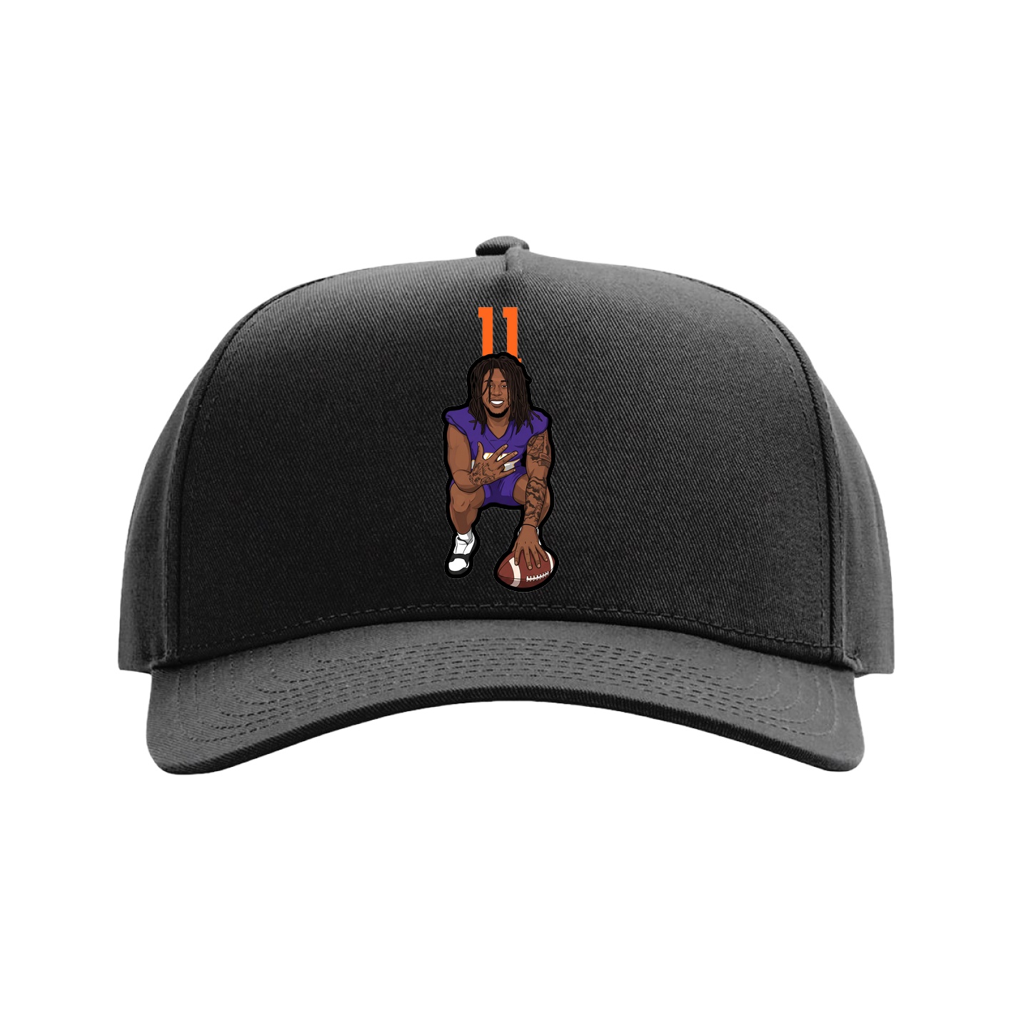 Full Fabric Five-Panel Champ Cap — Number Top in Black