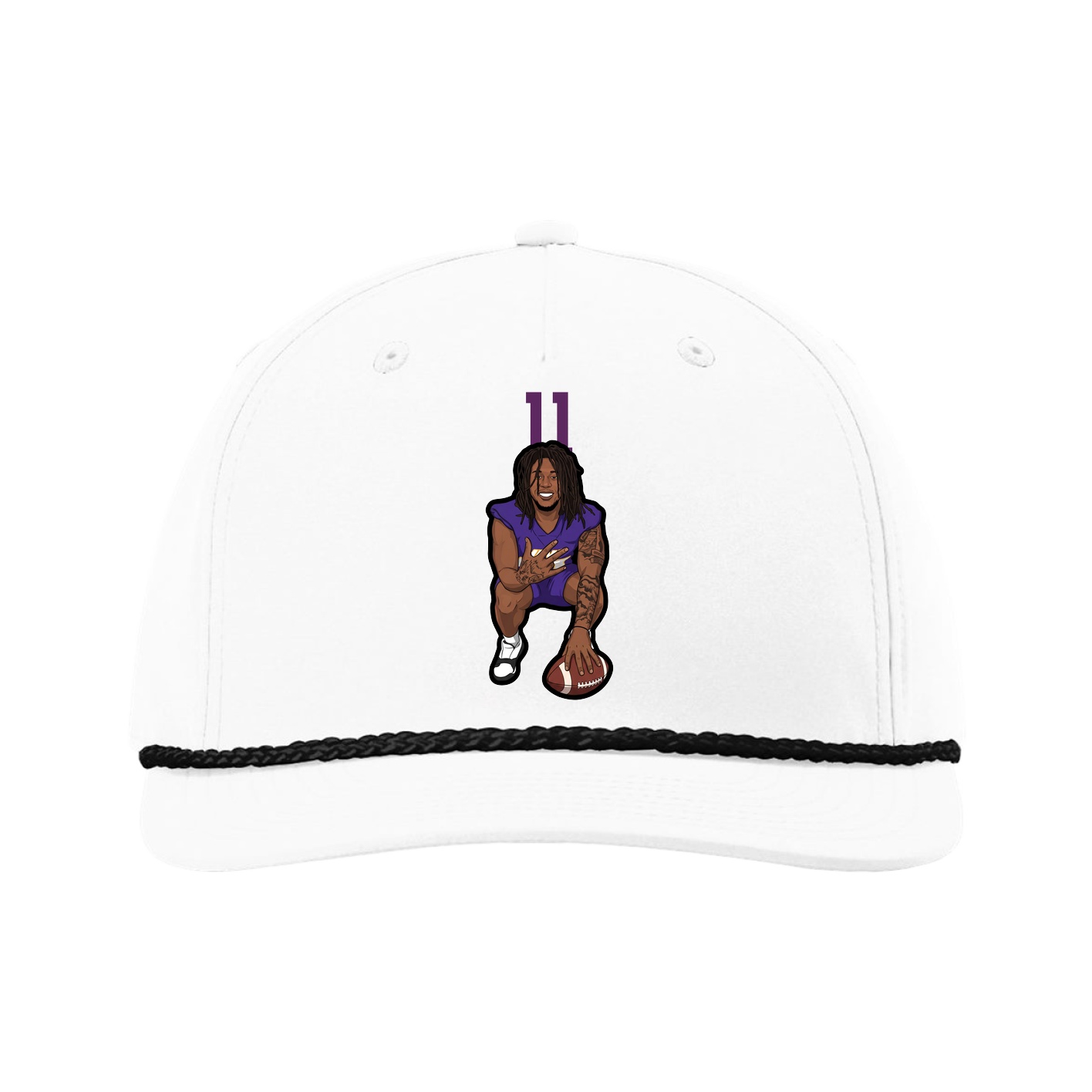 Five-Panel Classic Rope Cap — Number Top in White