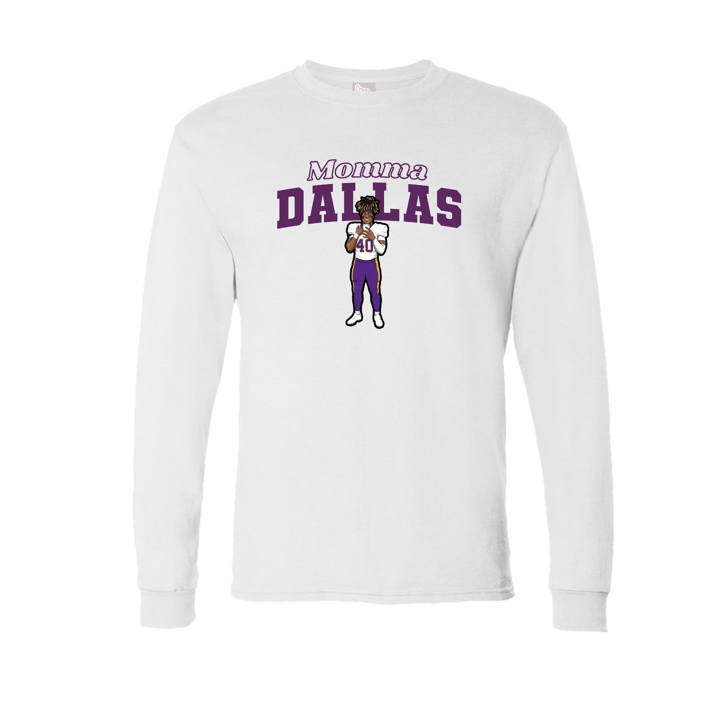 Long Sleeve Tee — Mothers Day Block in White