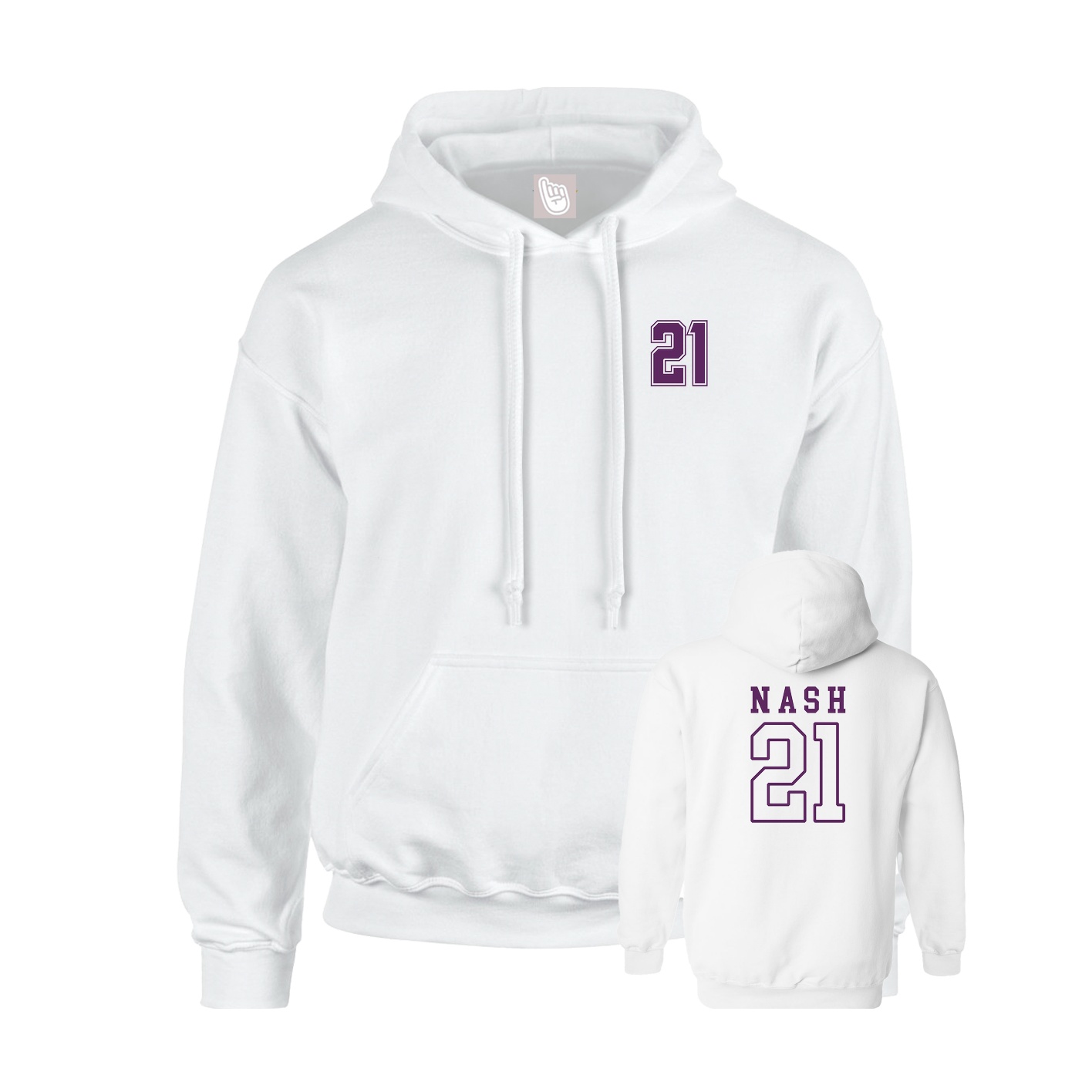 Youth Hoodie — Chest Back in White