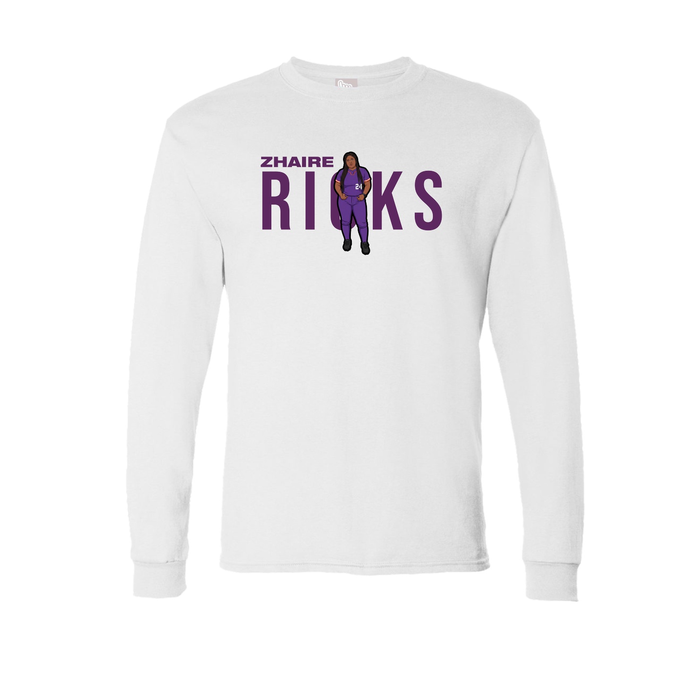 Long Sleeve Tee — Player Name in White