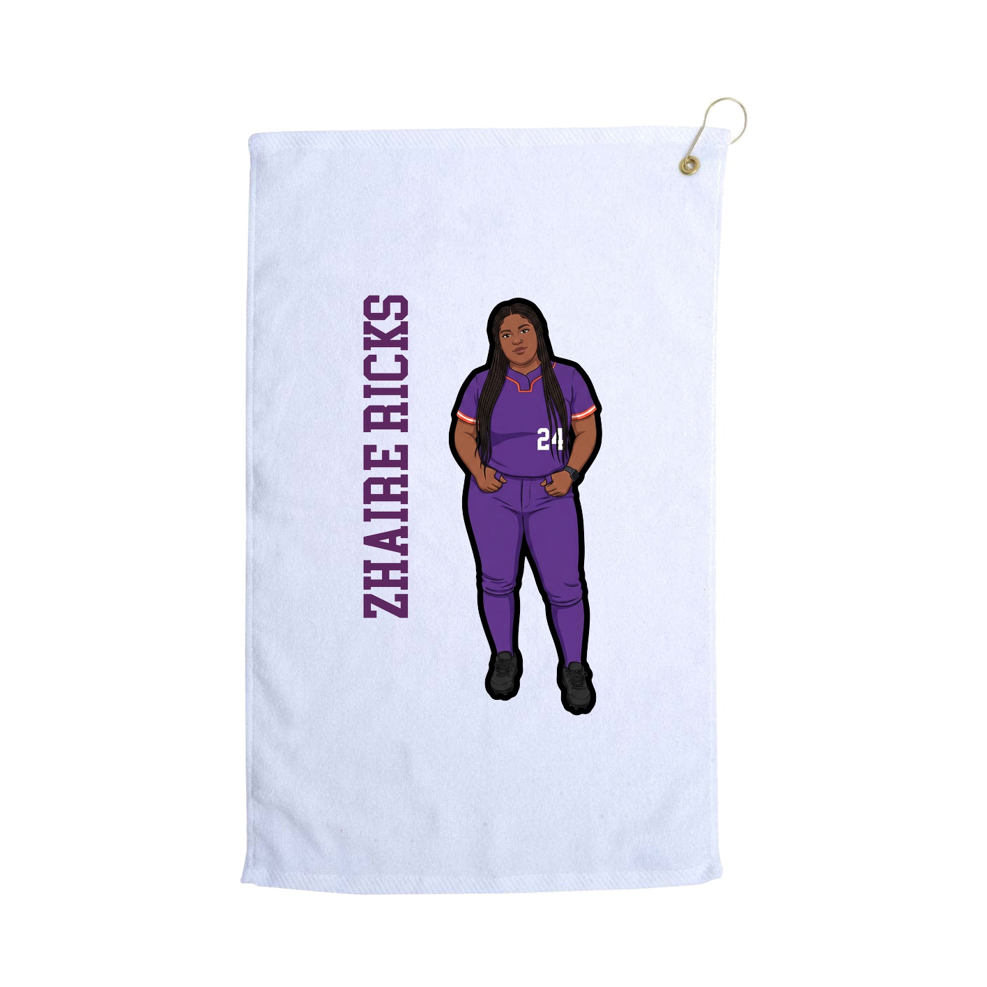 Golf Towel — Name Vertical in White