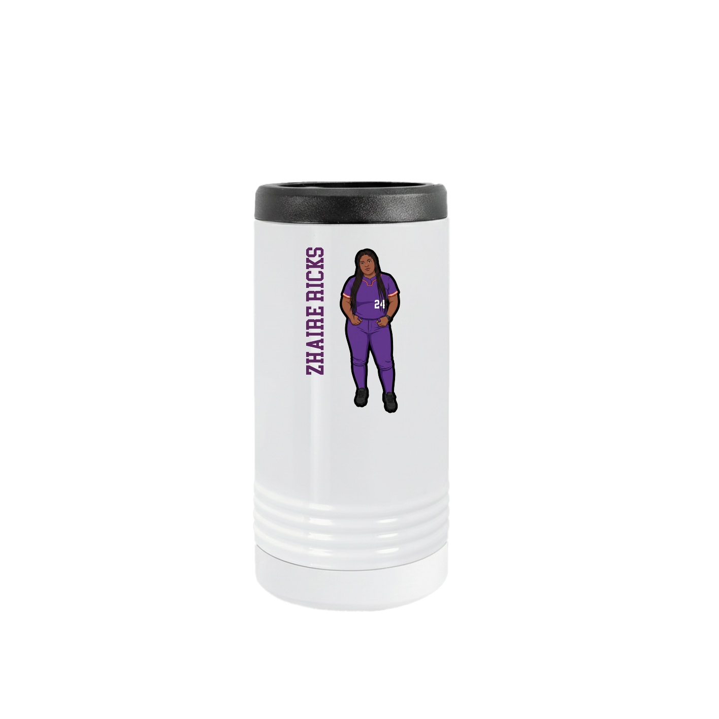 Slim Beverage Holder — Name Vertical in White