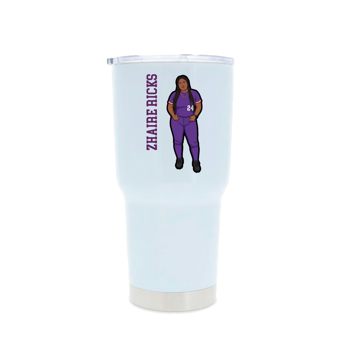 30oz Stainless Steel Tumbler — Name Vertical in White