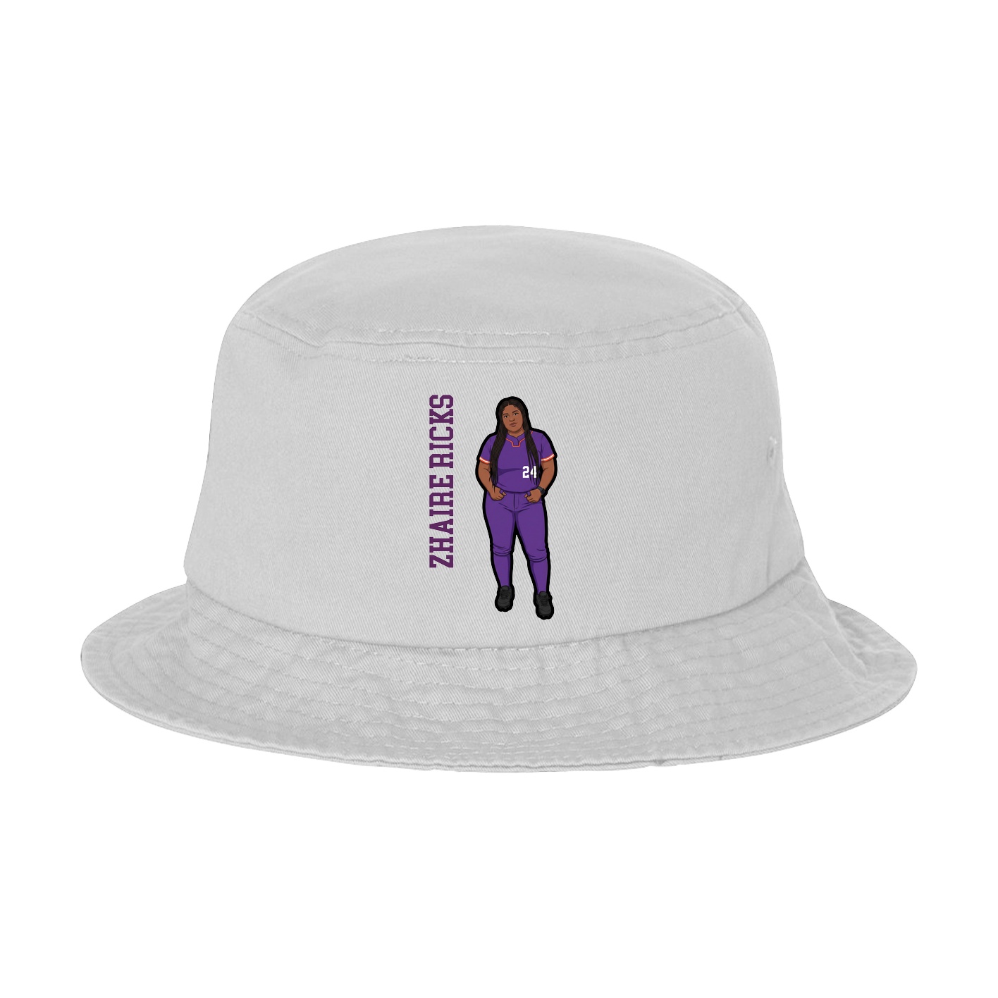 Bucket Cap — Name Vertical in White