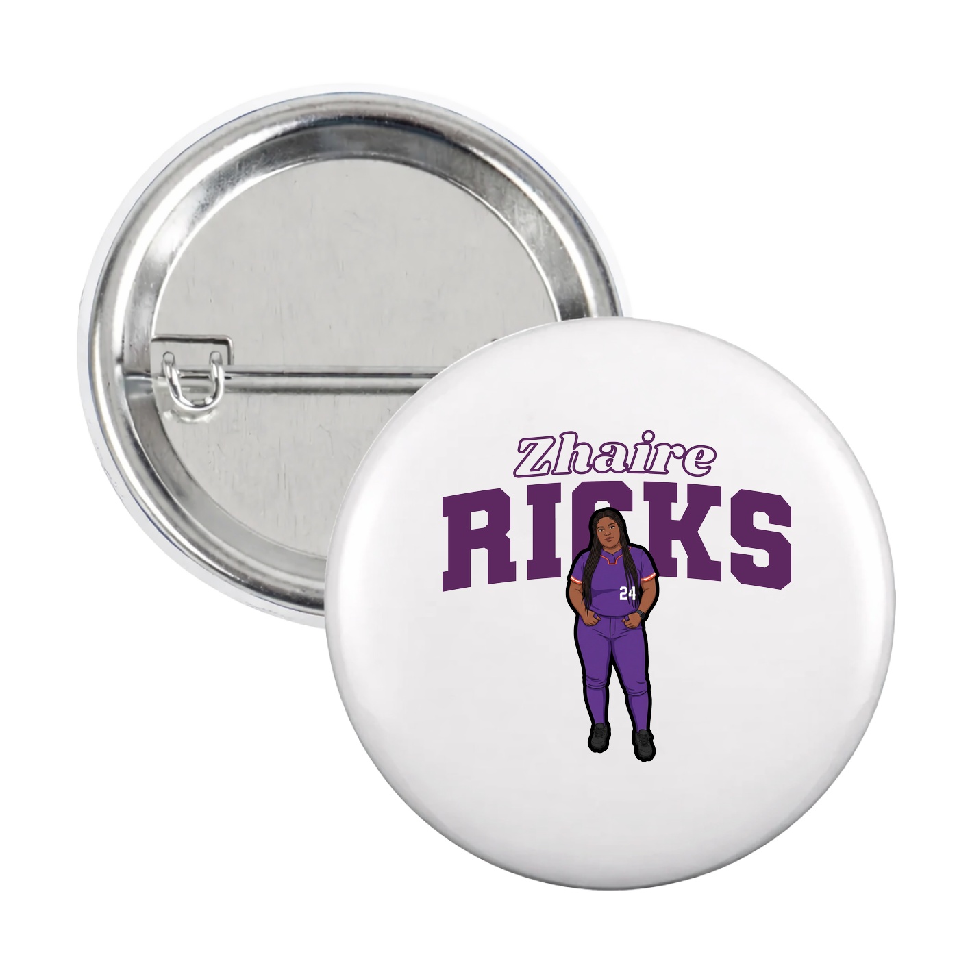 Game Day Button — Name Arch in White