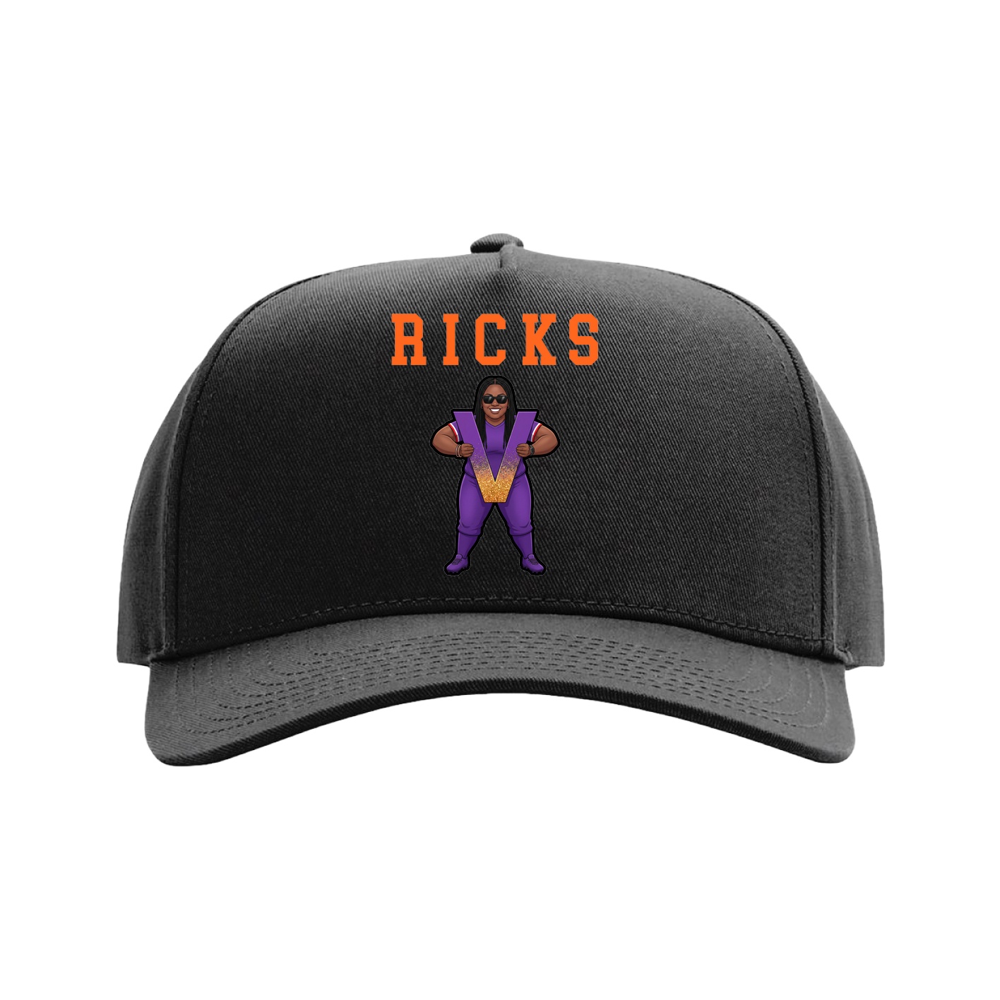 Full Fabric Five-Panel Champ Cap — Shirsey in Black