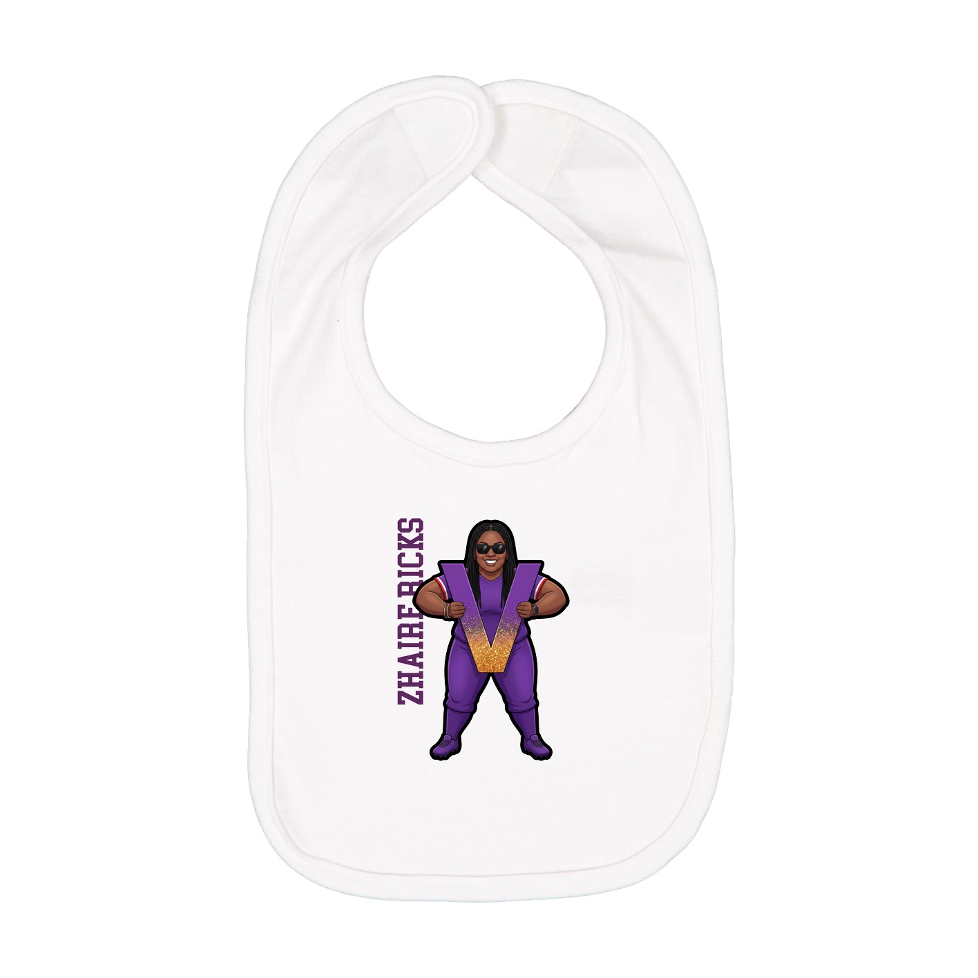 Infant Bib — Name Vertical in White