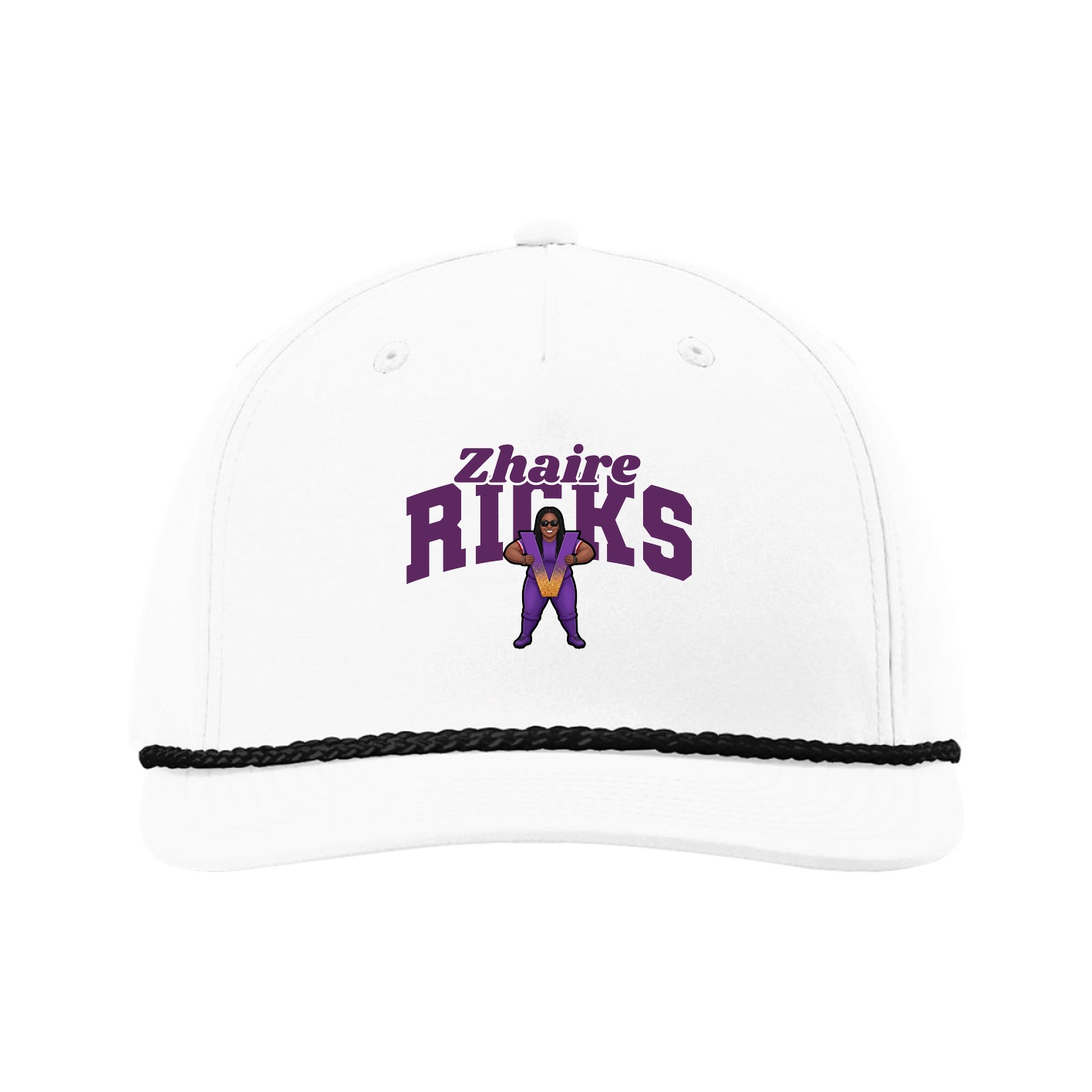 Five-Panel Classic Rope Cap — Signature Arch in White