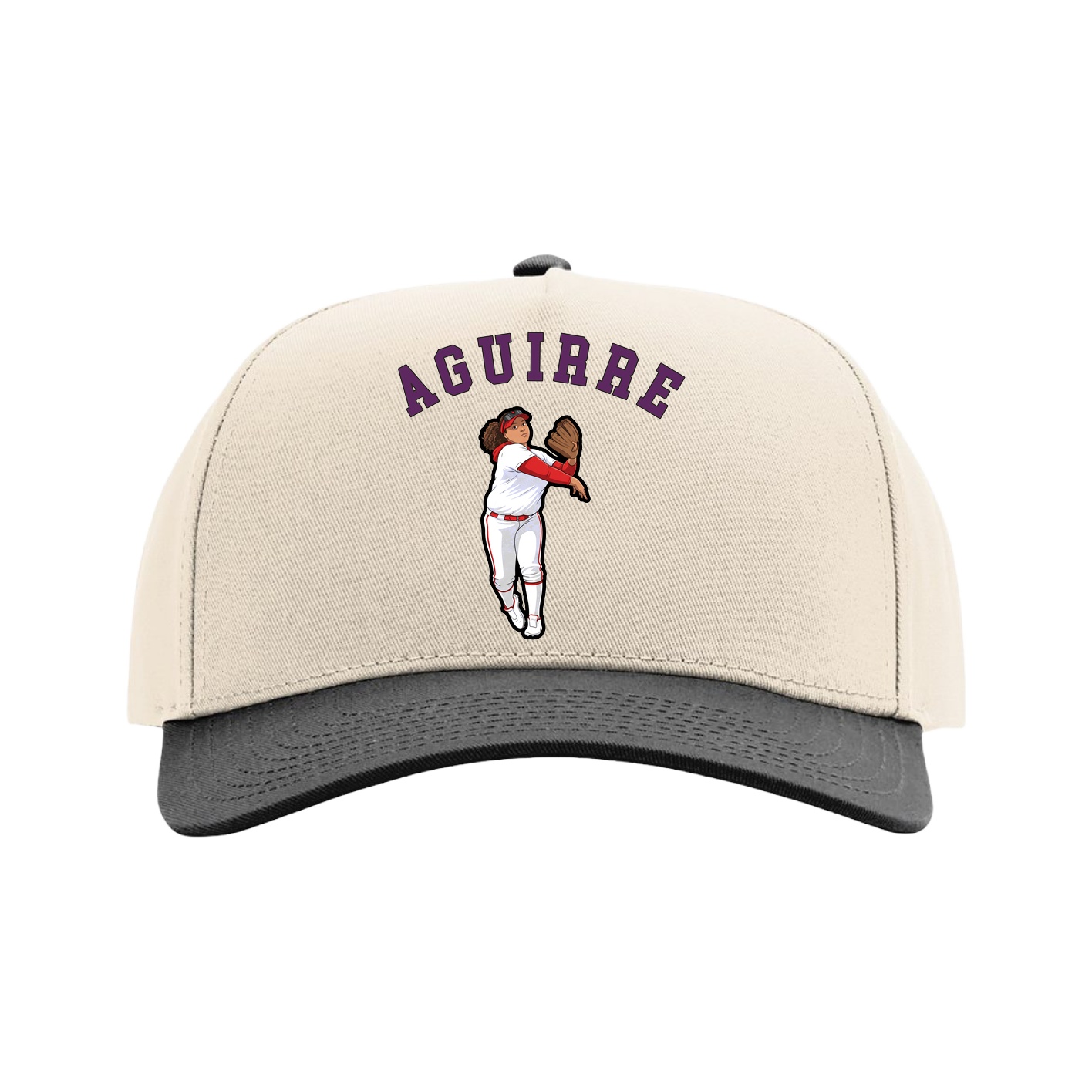 Full Fabric Five-Panel Champ Cap — Shirsey Arch in Cream/Black