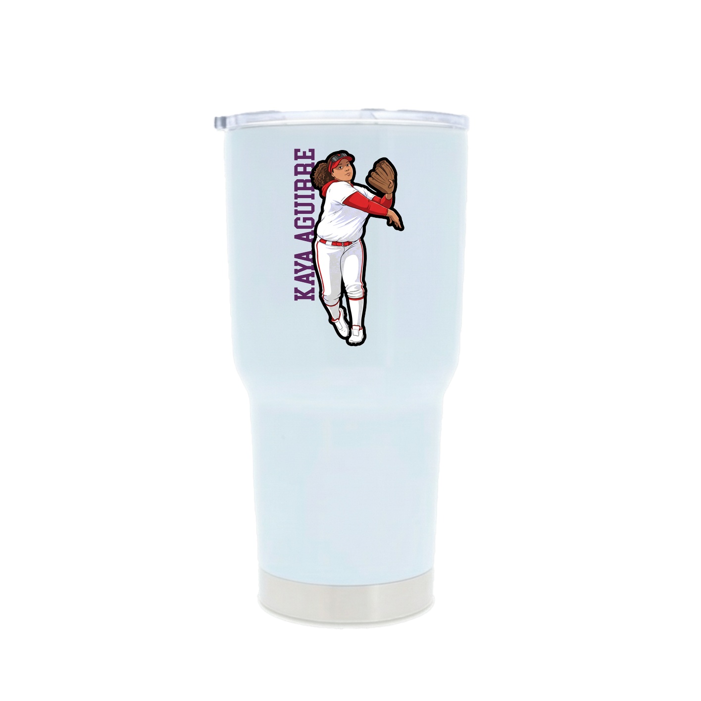 30oz Stainless Steel Tumbler — Name Vertical in White